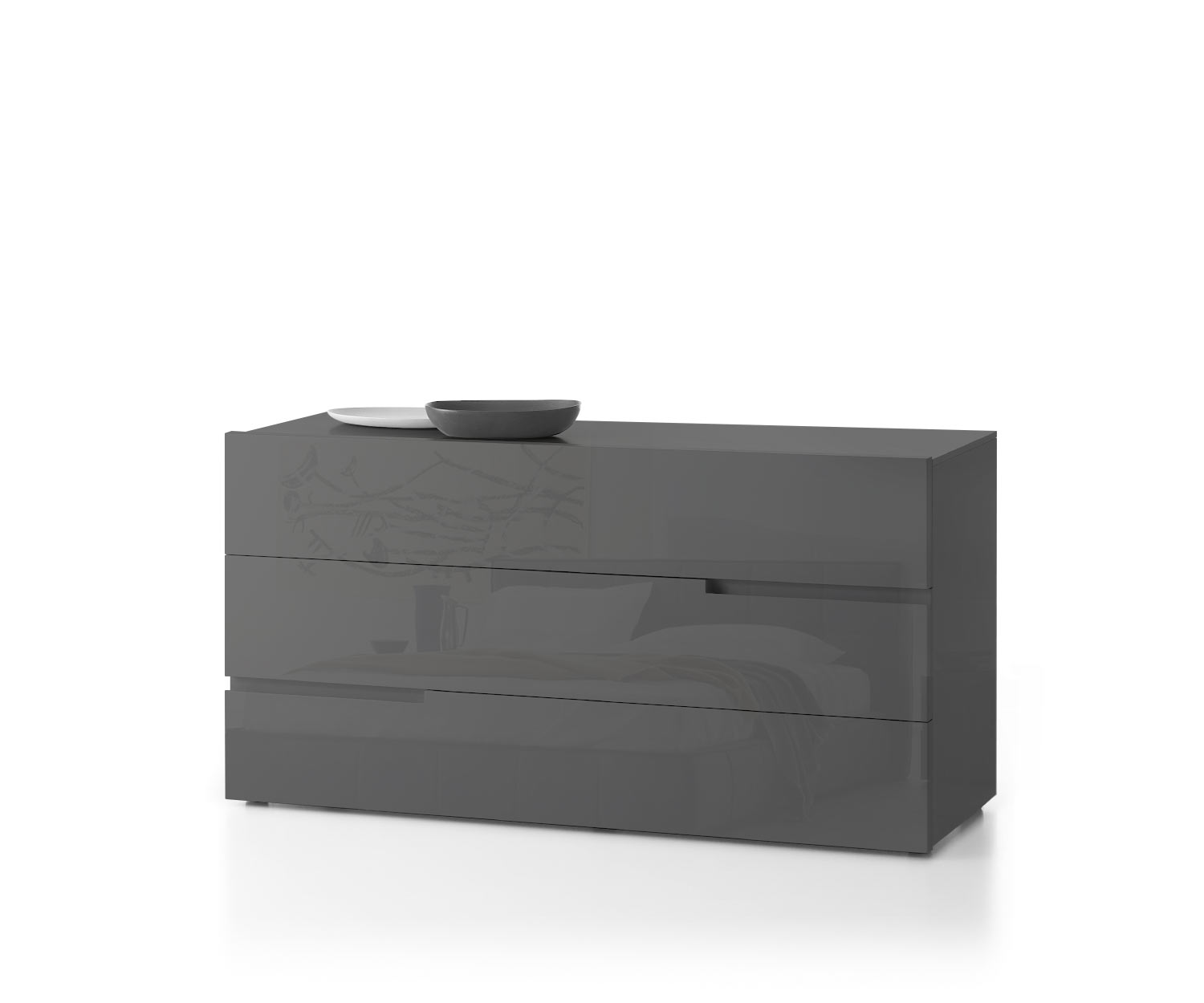 Livitalia Tacca Kommode B125 Hochglanzt Antracite Grau