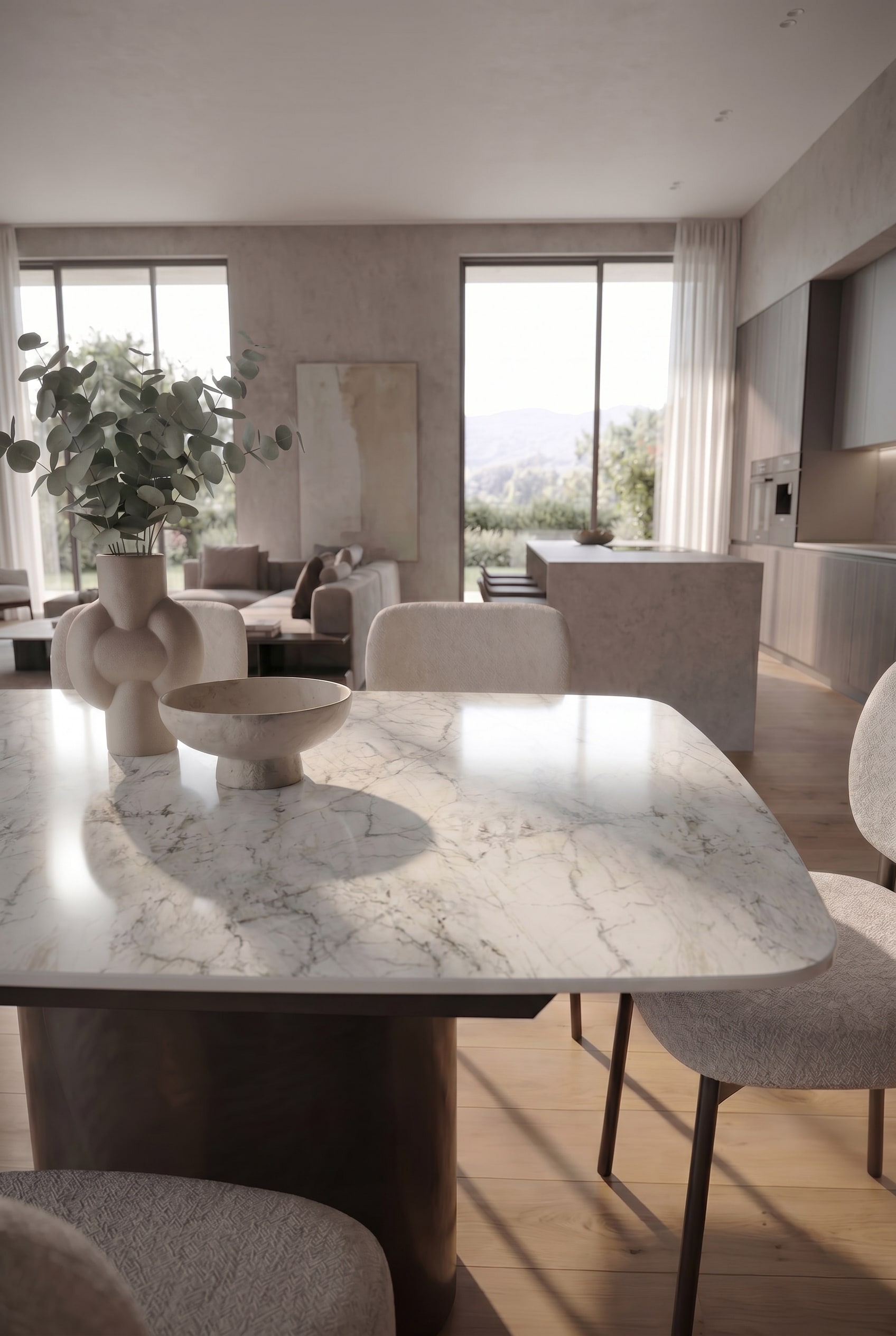 Varianti colore Fusion White e Noir Desir del piano in ceramica lucida