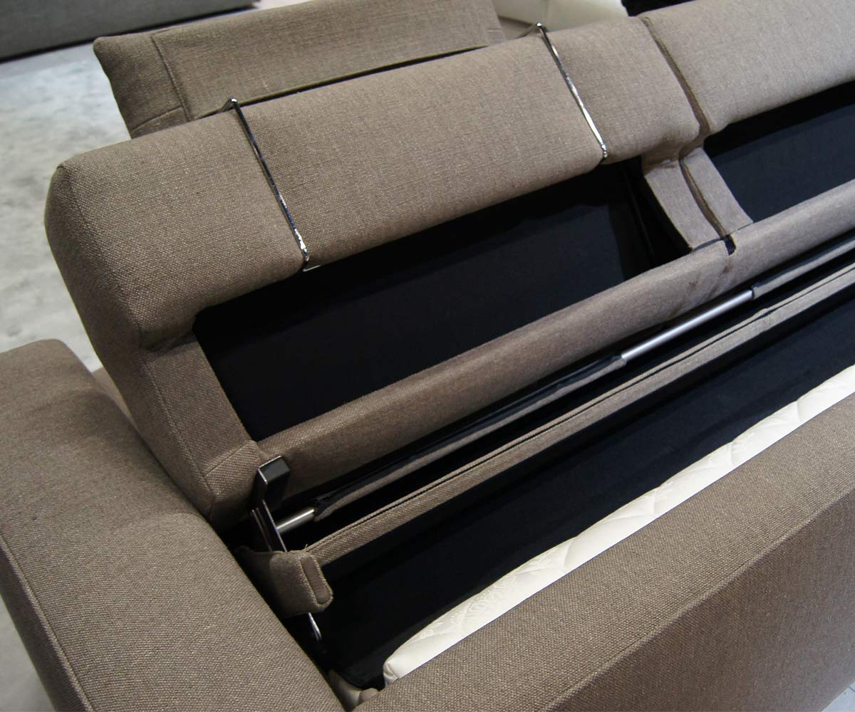 Pol74 Lario Prestige Schlafsofa Stauraum in Rückenlehnen Pol74 Lario Prestige Schlafsofa Stauraum in Rückenlehnen