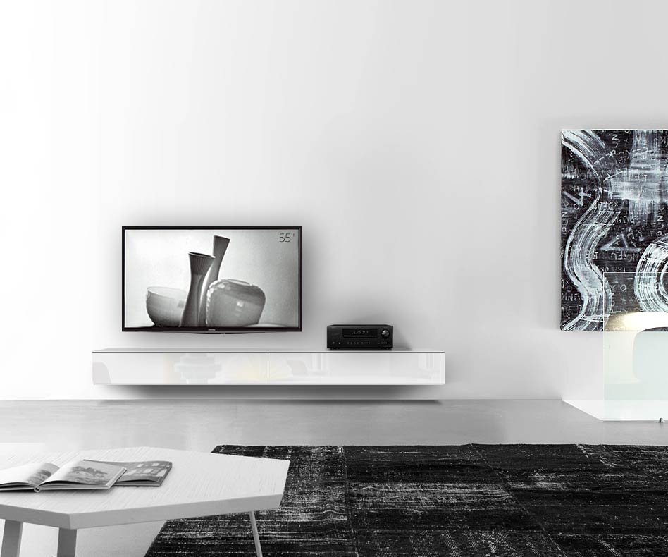 /Design Lowboard Wand B240 H25 5 glanz weiss
