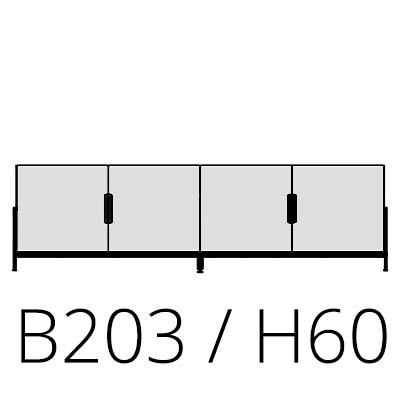 B 203 cm H 60 cm 4 Türen