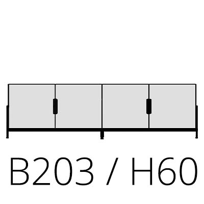 W 203 cm H 60 cm 4 doors