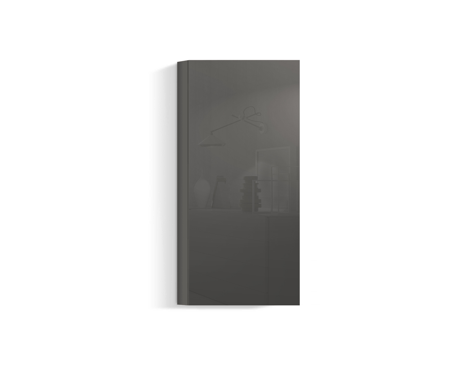 Design Wohnzimmer Hängeschrank Vertikal H128 B60 quarz410