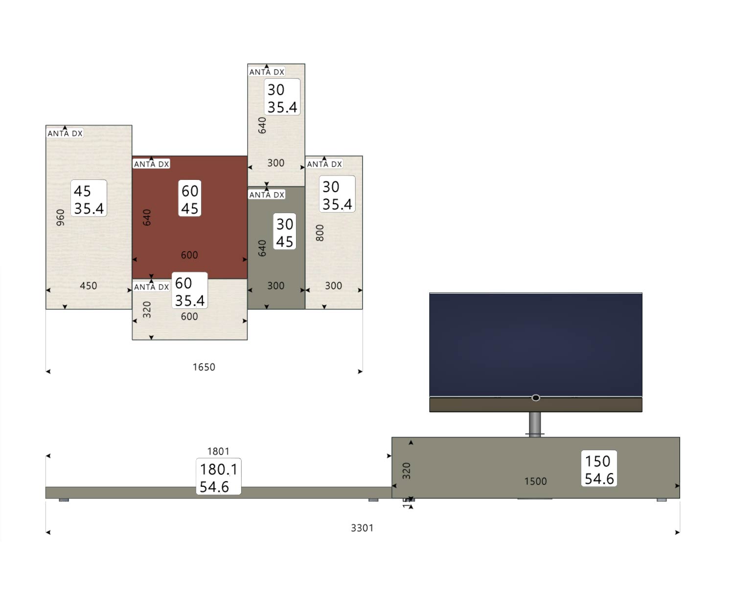 High-quality Livitalia Designer wall unit C49 Sketch Sizes Sizes High-quality Livitalia Designer wall unit C49 Sketch Sizes Sizes