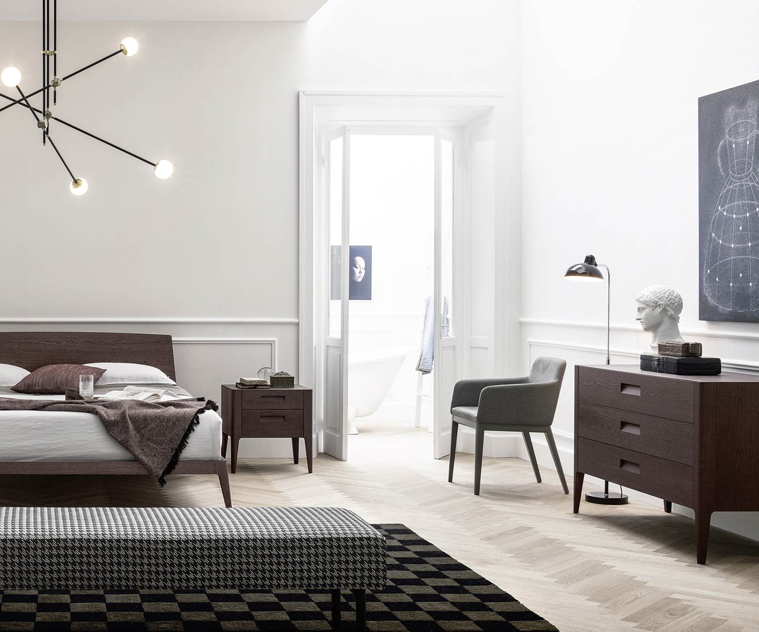Moderne Novamobili Designer Kommode Giotto 3 Schubladen Eiche dunkel erdfarben Moderne Novamobili Designer Kommode Giotto 3 Schubladen Eiche dunkel erdfarben