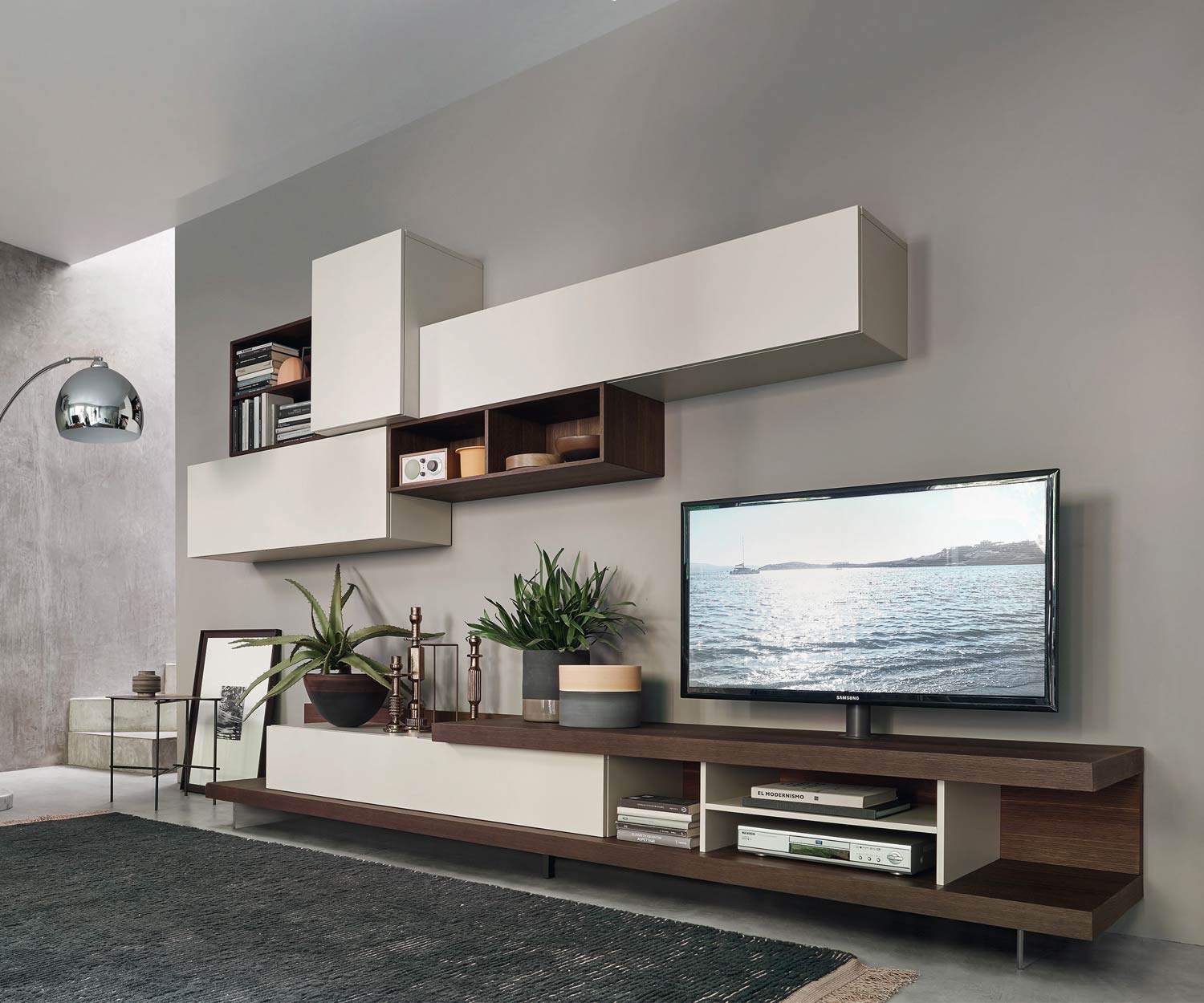 Exklusive Livitalia Design Wohnwand C52 mit TV Design Lowboard und Hängechränken Exklusive Livitalia Design Wohnwand C52 mit TV Design Lowboard und Hängechränken