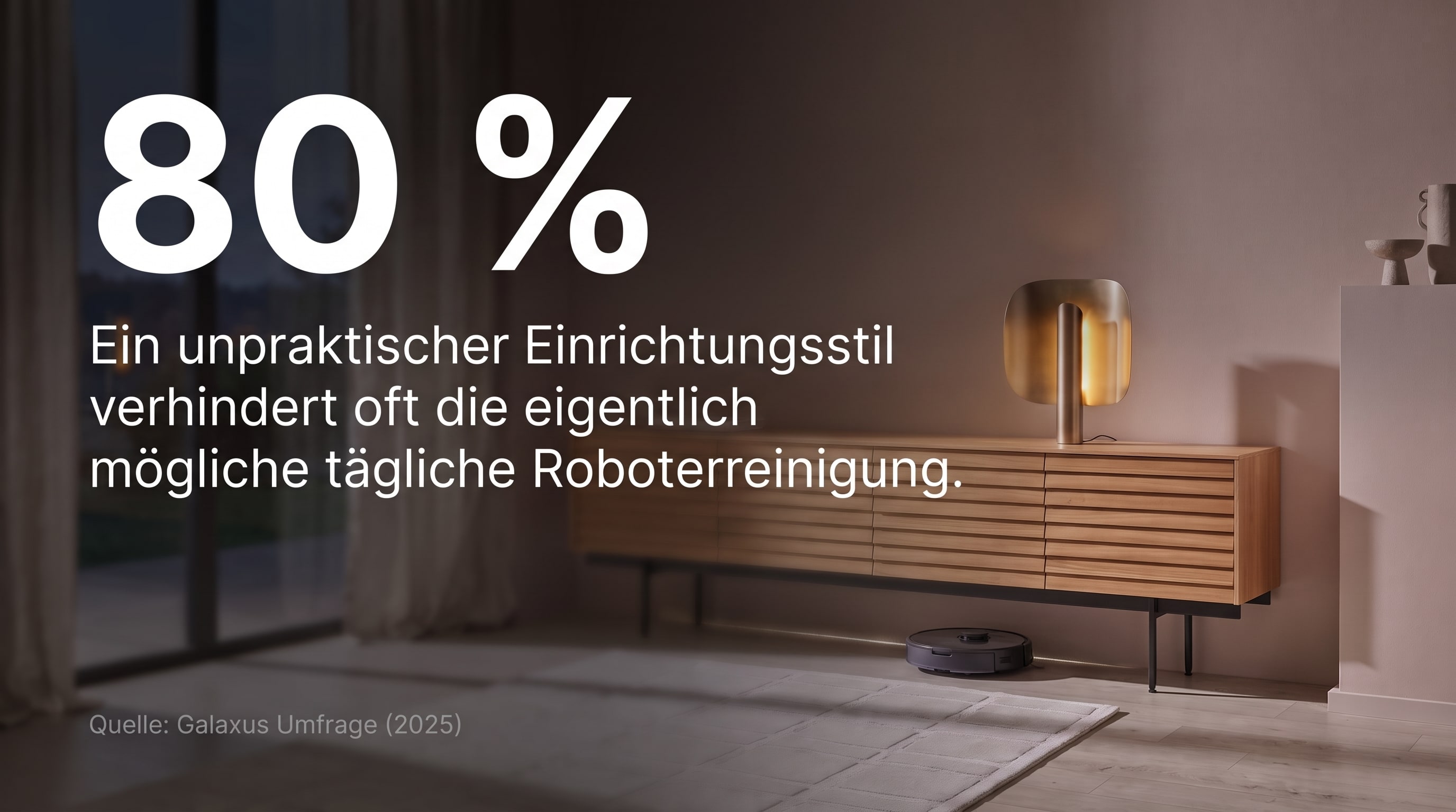 80 % &ndash; Uno stile d'arredamento poco pratico impedisce spesso la pulizia quotidiana del robot, che sarebbe altrimenti possibile.