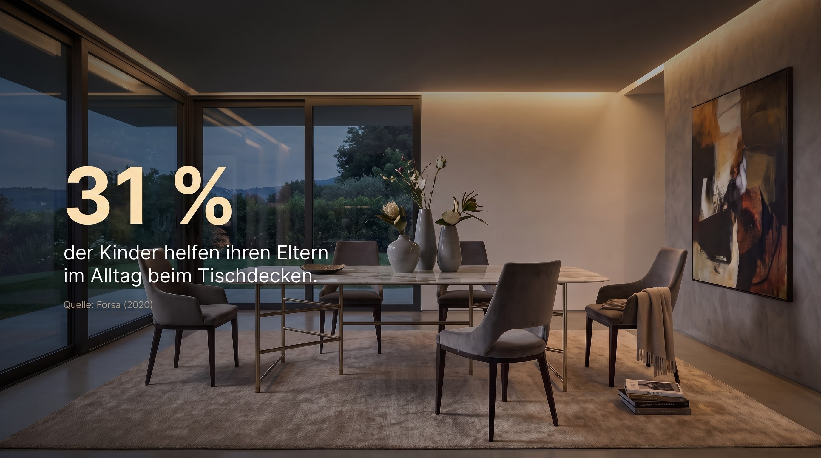 31 % – van de kinderen helpen hun ouders dagelijks met het dekken van de tafel.