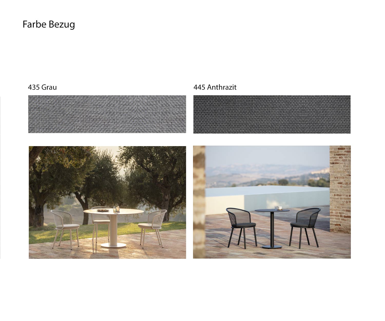 Todus Starling Design Balkon Sofa Bezugsstoff Farben Anthrazit Grau