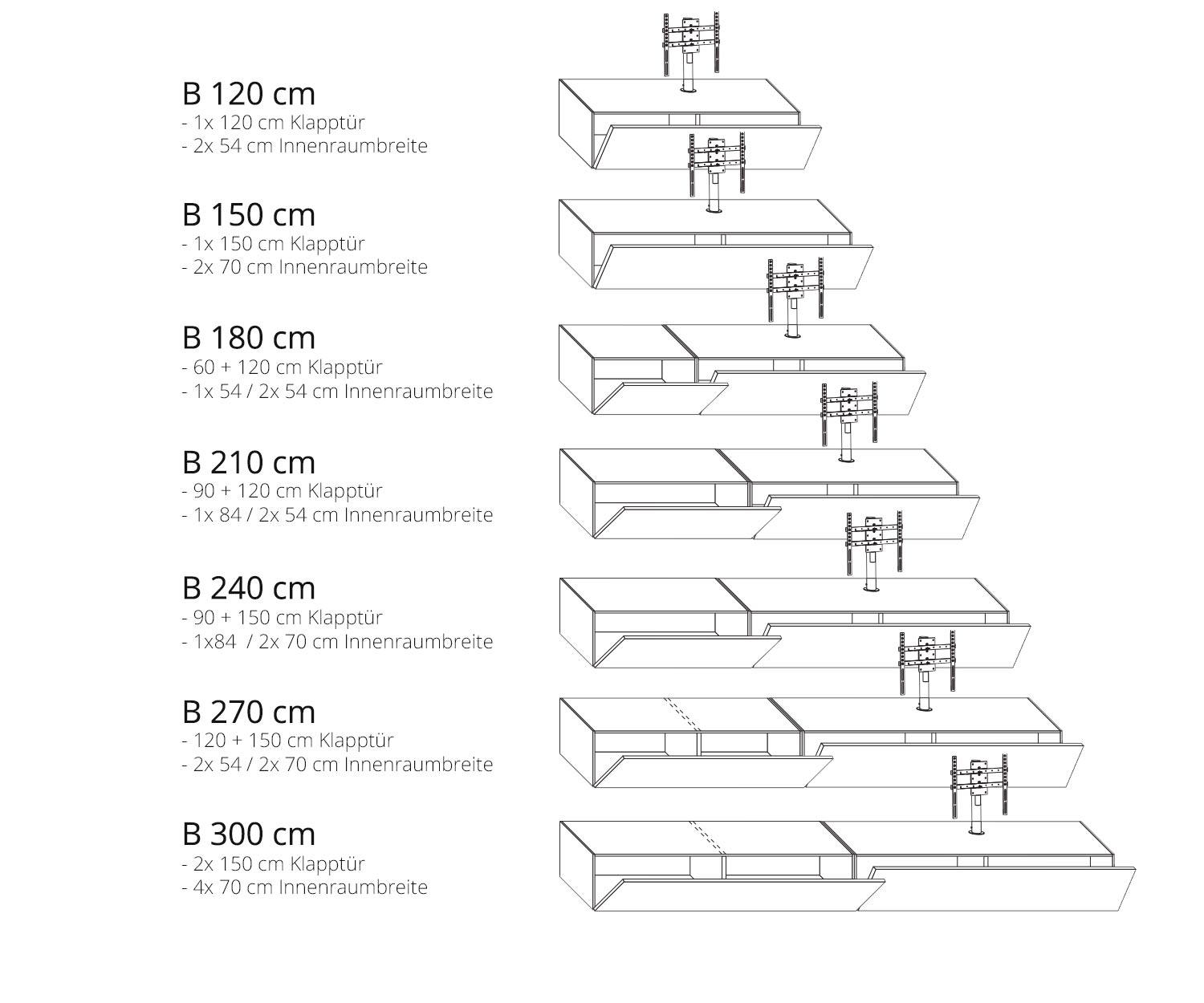 Livitalia Vesa Design Design Lowboard Konfigurator Klapptüren Breiten Einteilung Maße