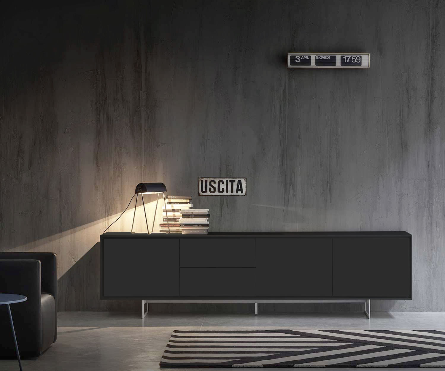 Novamobili Design sideboard shadow 4 centre with metal runners