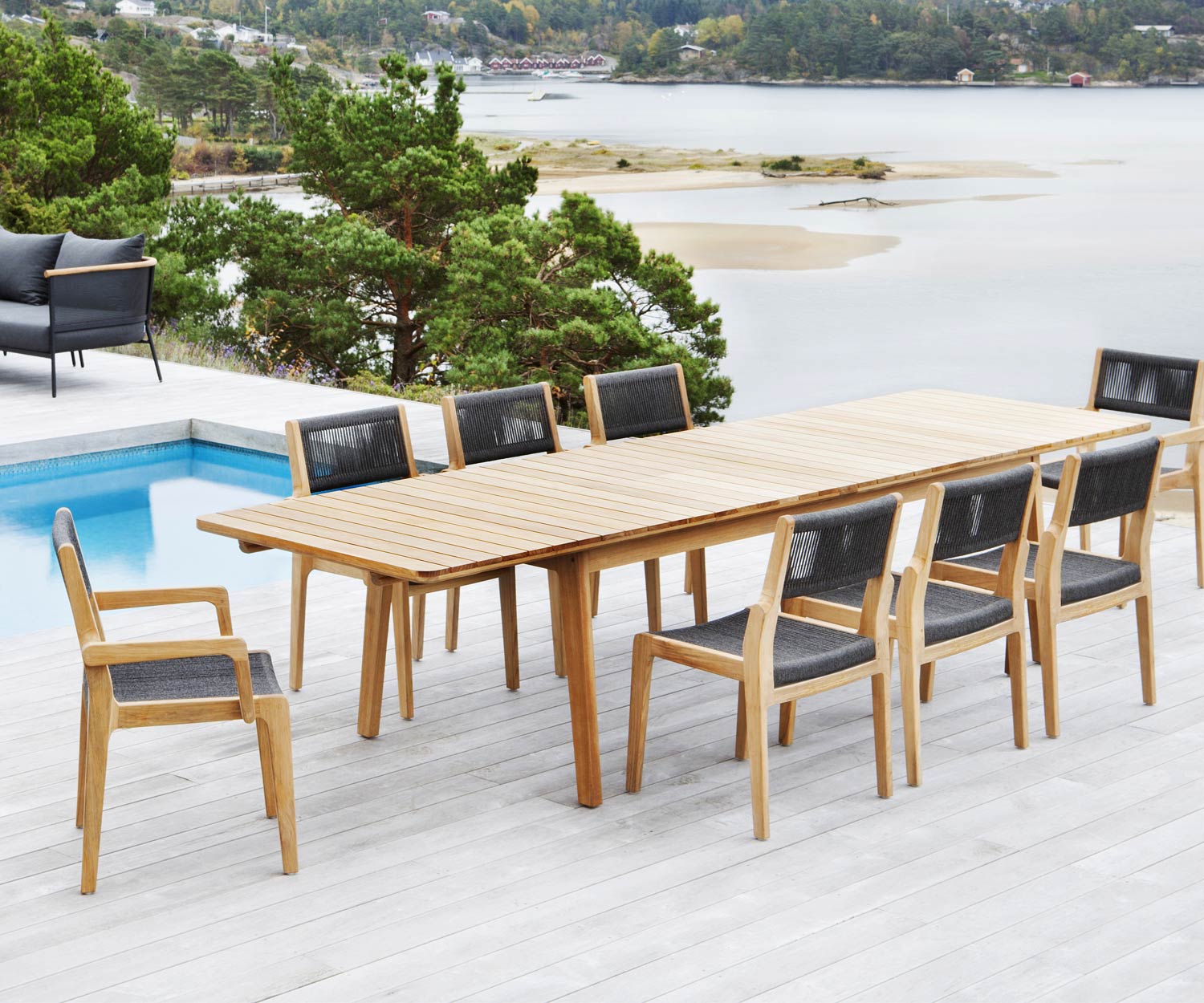 Modern Oasiq Skagen teak design patio table for up to 6 people