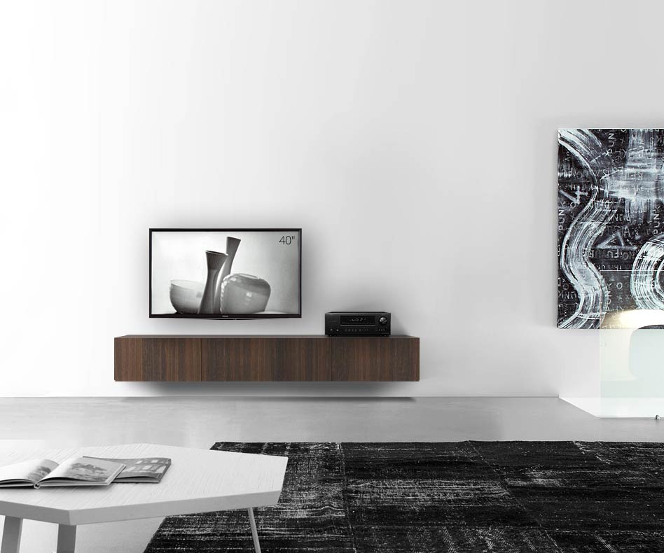 Livitalia Holz Design Lowboard Konfigurator Wand 210 cm 32 cm 56 cm Eiche braun