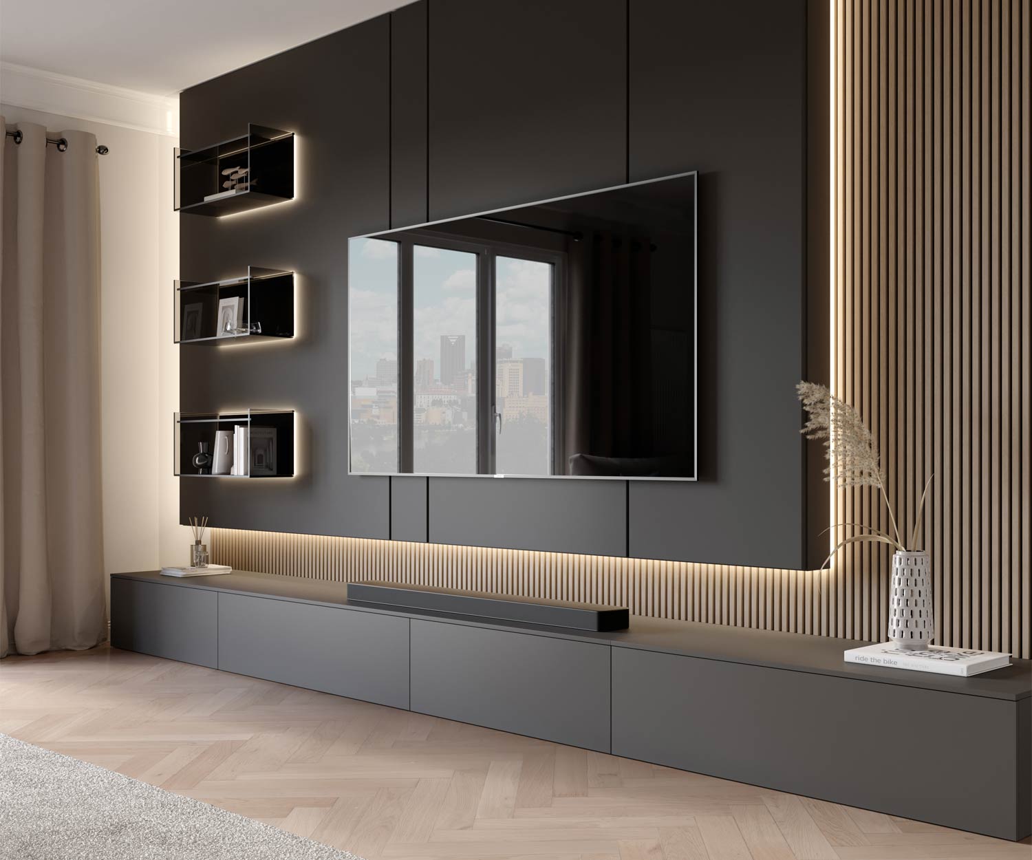 Livitalia Luxus Design TV Wohnwand C100 (1) Livitalia Luxus Design TV Wohnwand C100 (1)