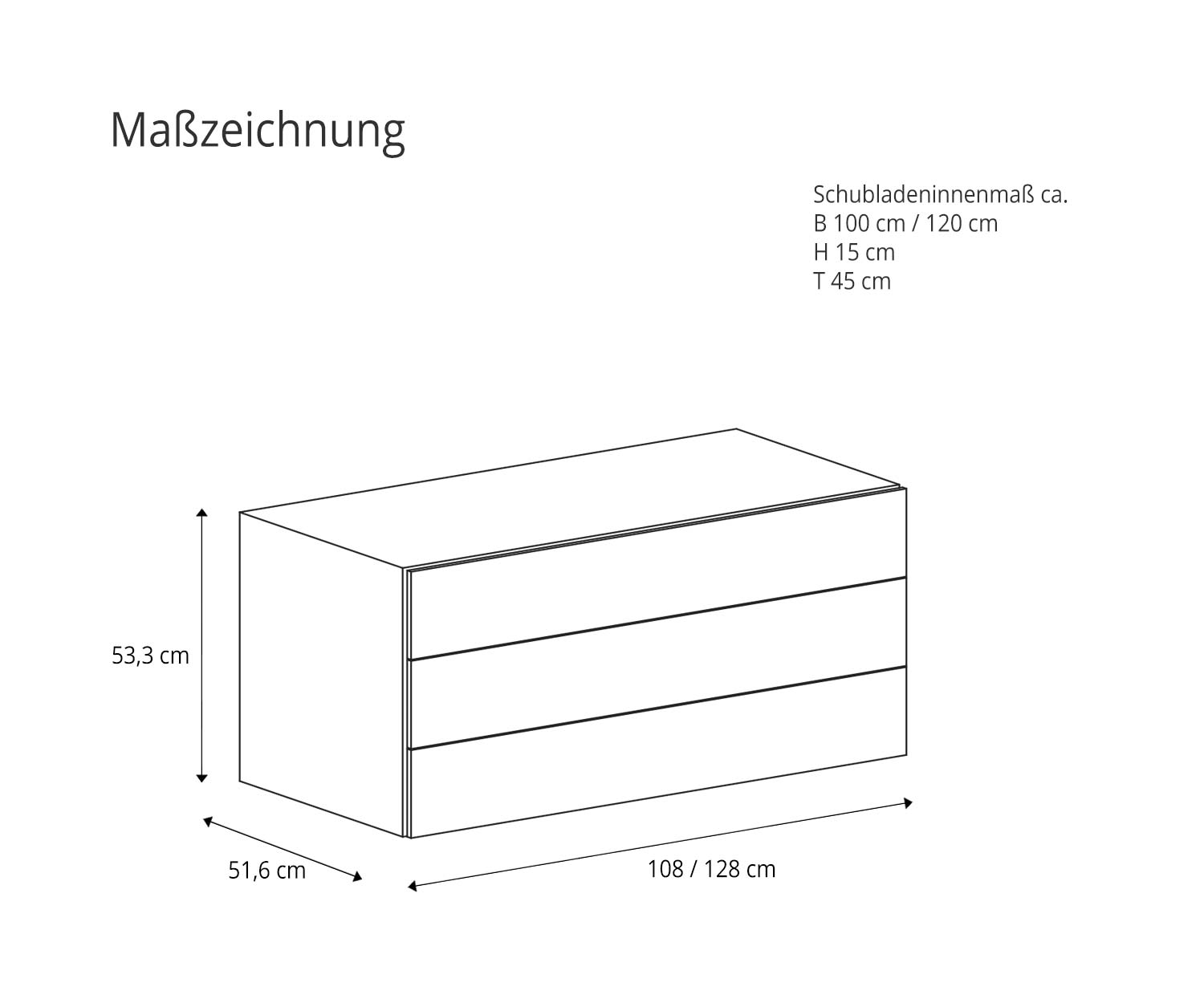 Novamobili Kommode Easy 3 Maßzeichnungen