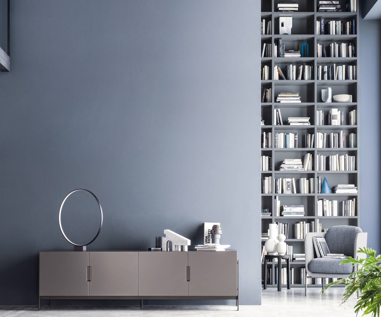 Light grey Novamobili Designer sideboard Float in the living room