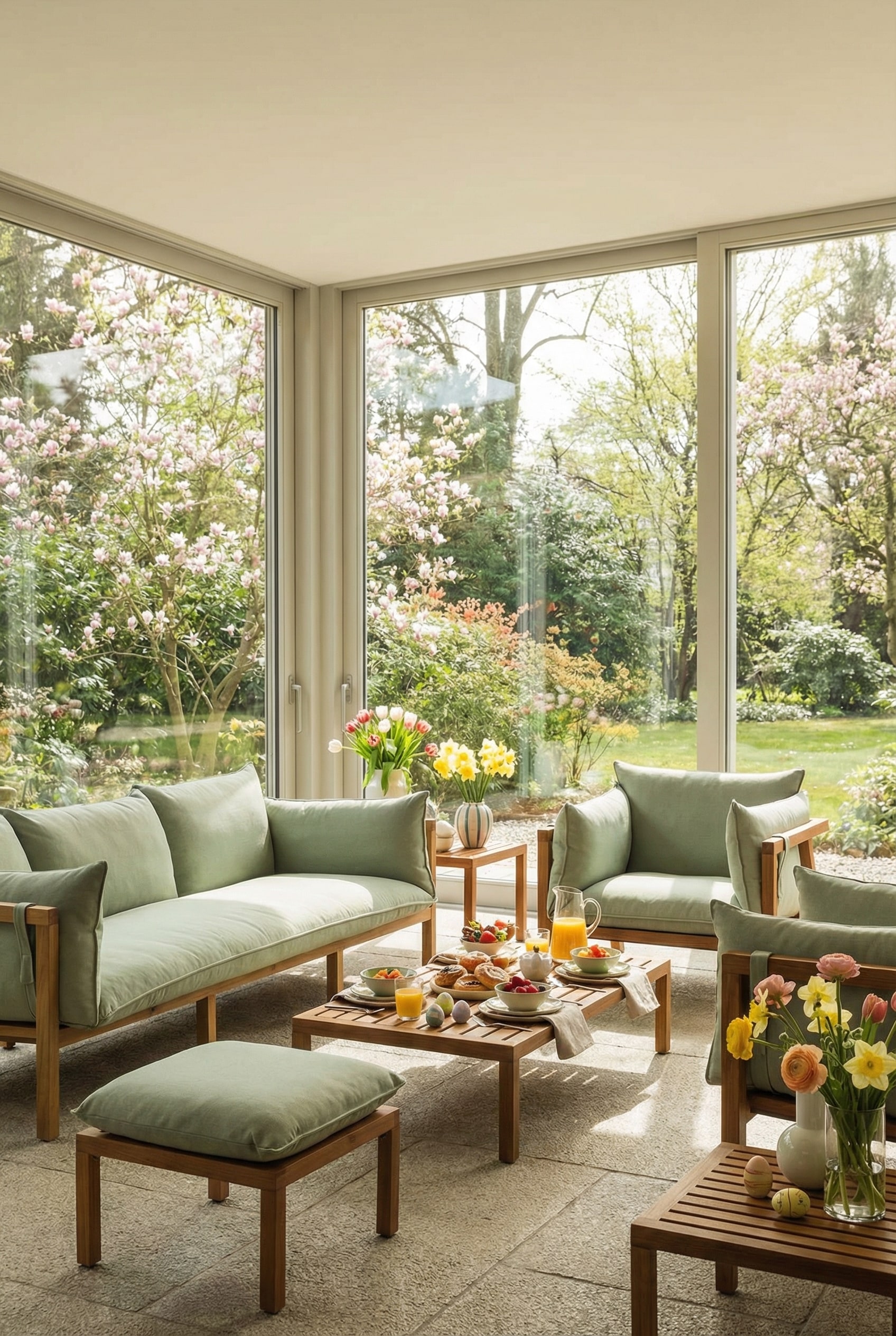 Gezellige outdoor lounge landschap met diepe kussens Gezellige outdoor lounge landschap met diepe kussens