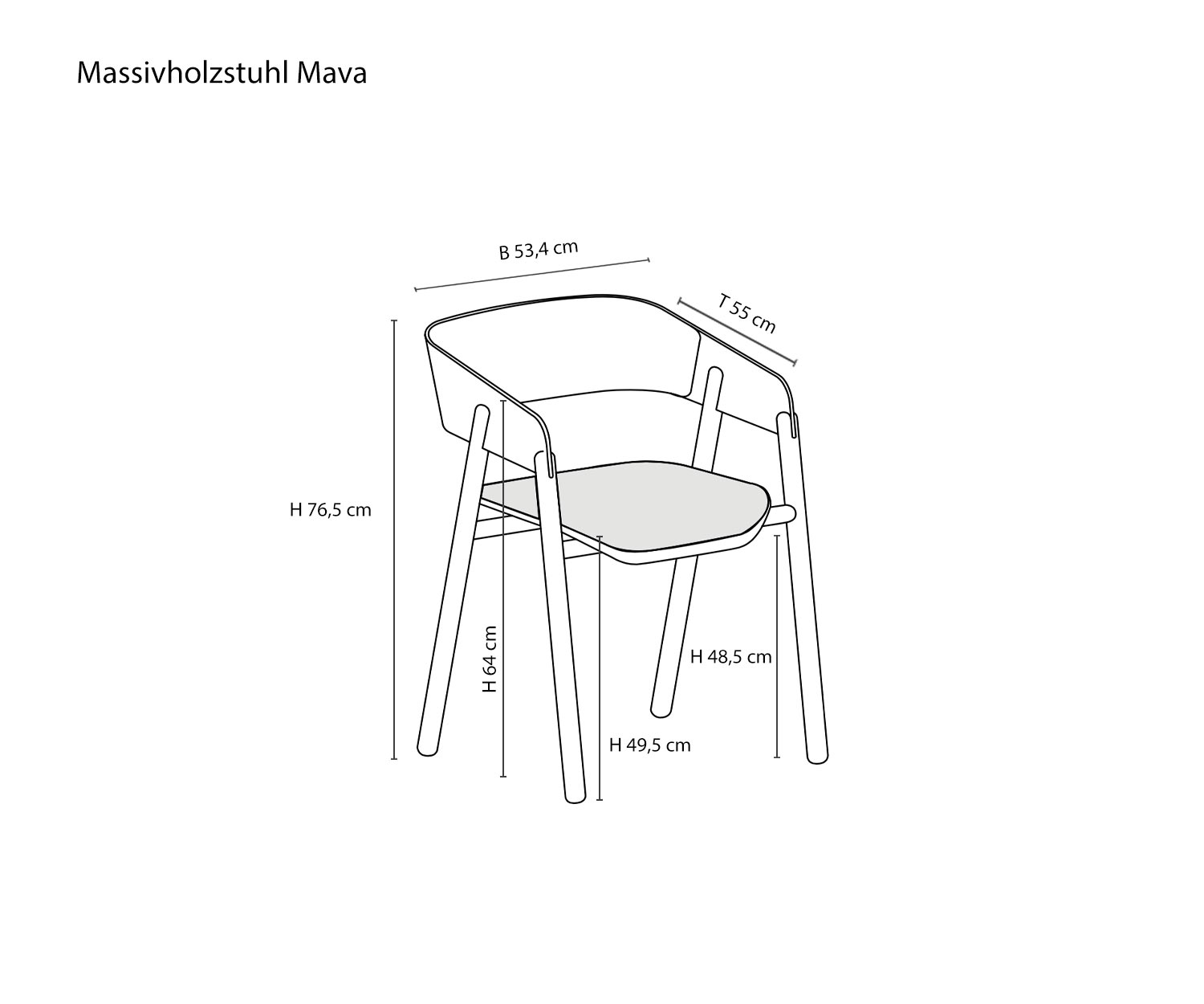 Designer wooden chair Mava from Punt Sketch Dimensions Sizes Size information Designer wooden chair Mava from Punt Sketch Dimensions Sizes Size information