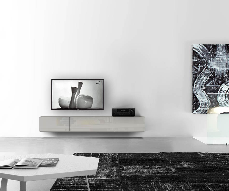 /Design Lowboard Wand B210 H33 5 glanz hellgrau