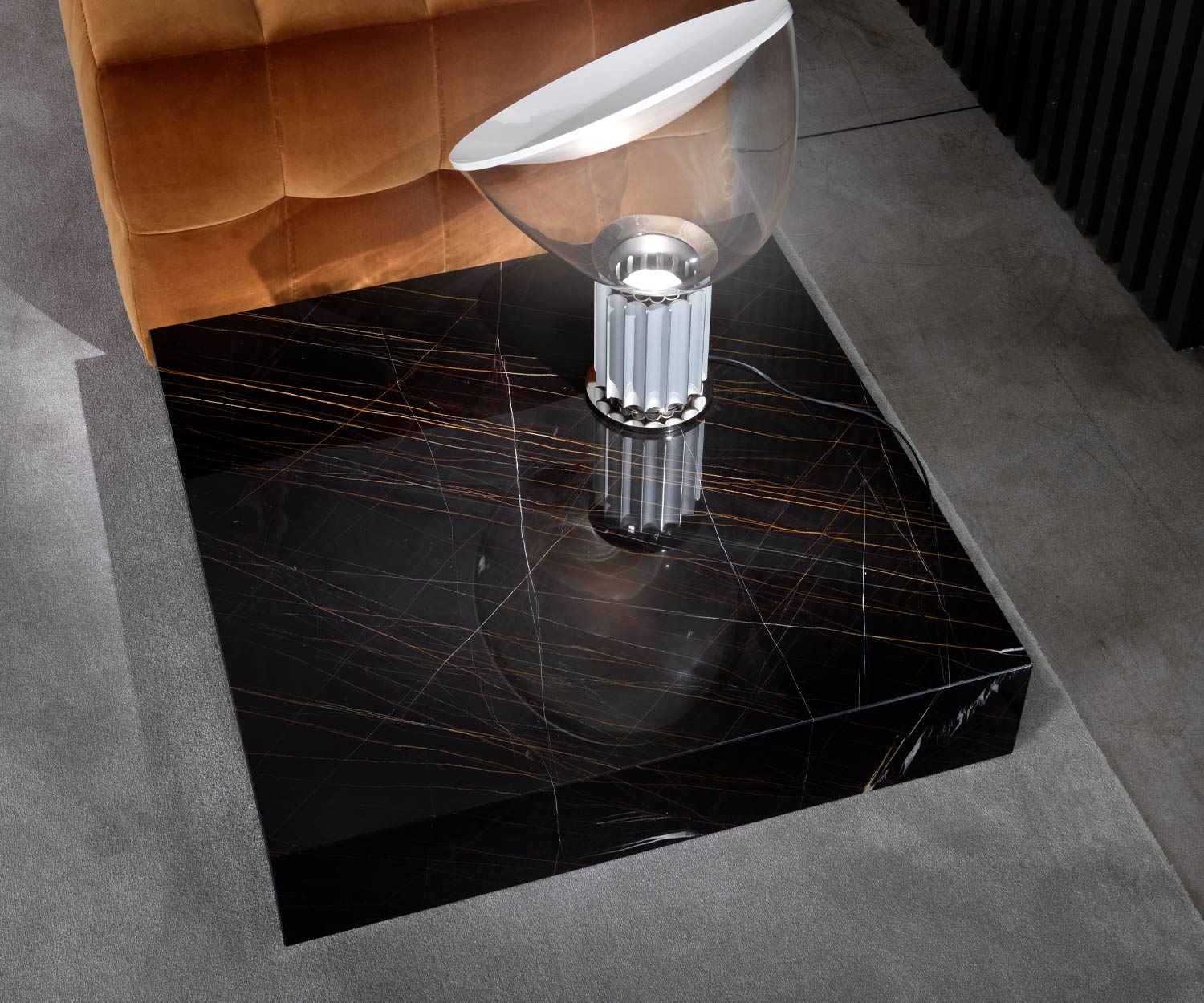 High-quality Thor coffee table from Marelli with Sahara black marble on top