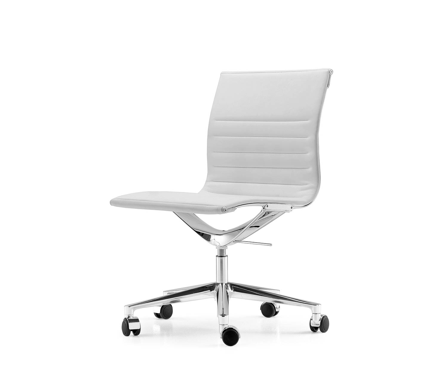 ICF Una Chair Managment Bürostuhl Design Drehstuhl 5 Arm mit Rollen H42 cm ohne Leder Leder Weiß 915