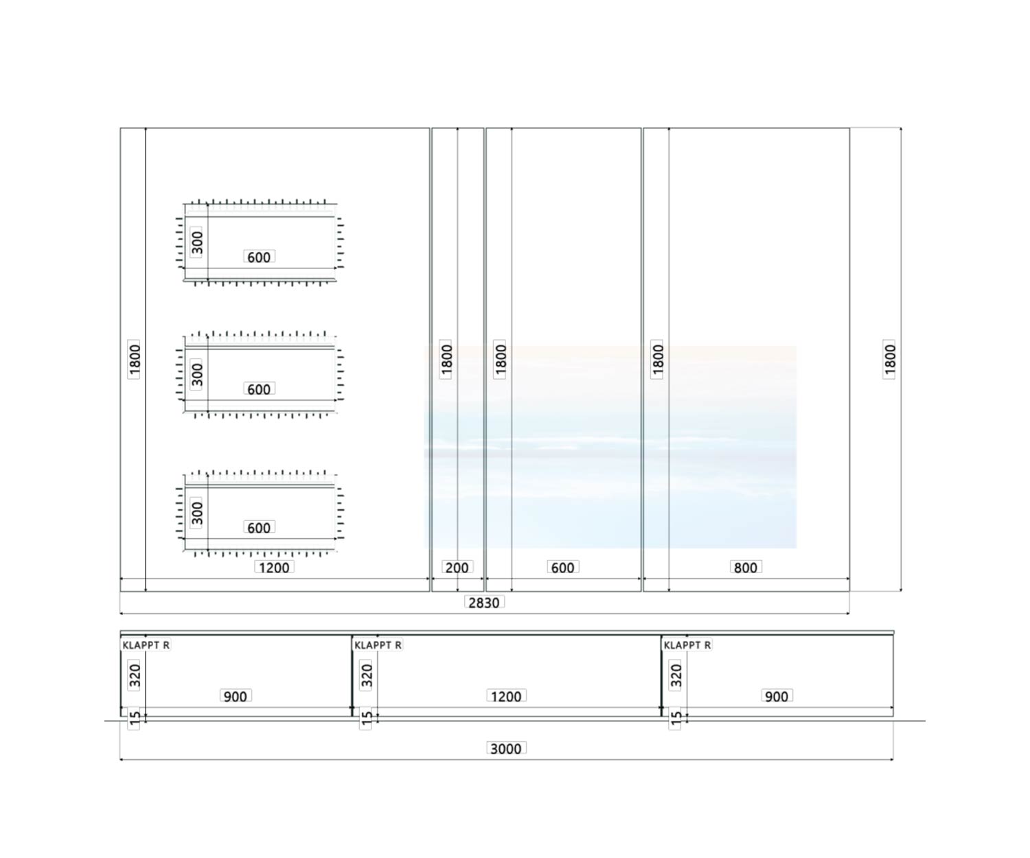 Livitalia Luxus Design TV Wohnwand C100 frontal masse