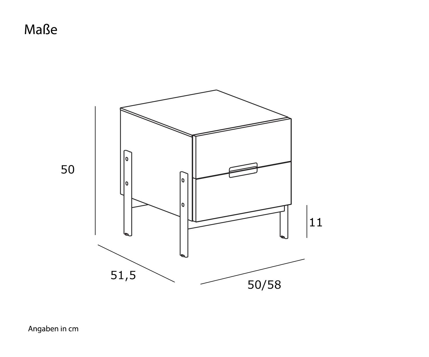 Novamobili Designer bedside cabinet Float sketch dimensions sizes