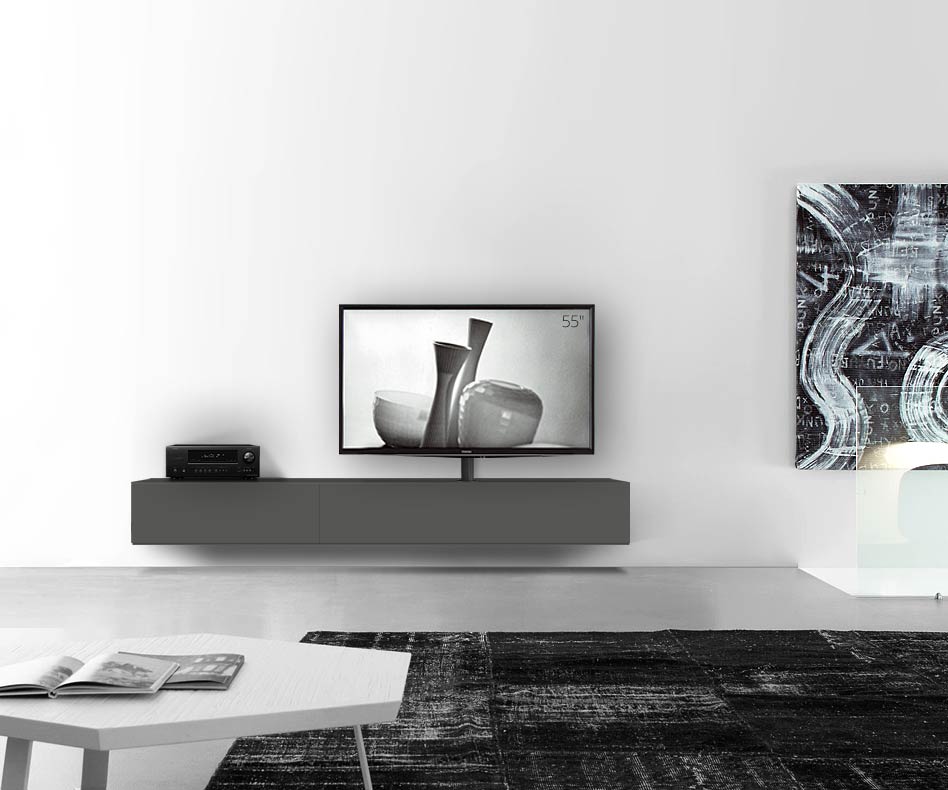 Exklusives Livitalia Design Vesa Design Lowboard TV Möbel mit TV Halterung zur Wand Montage