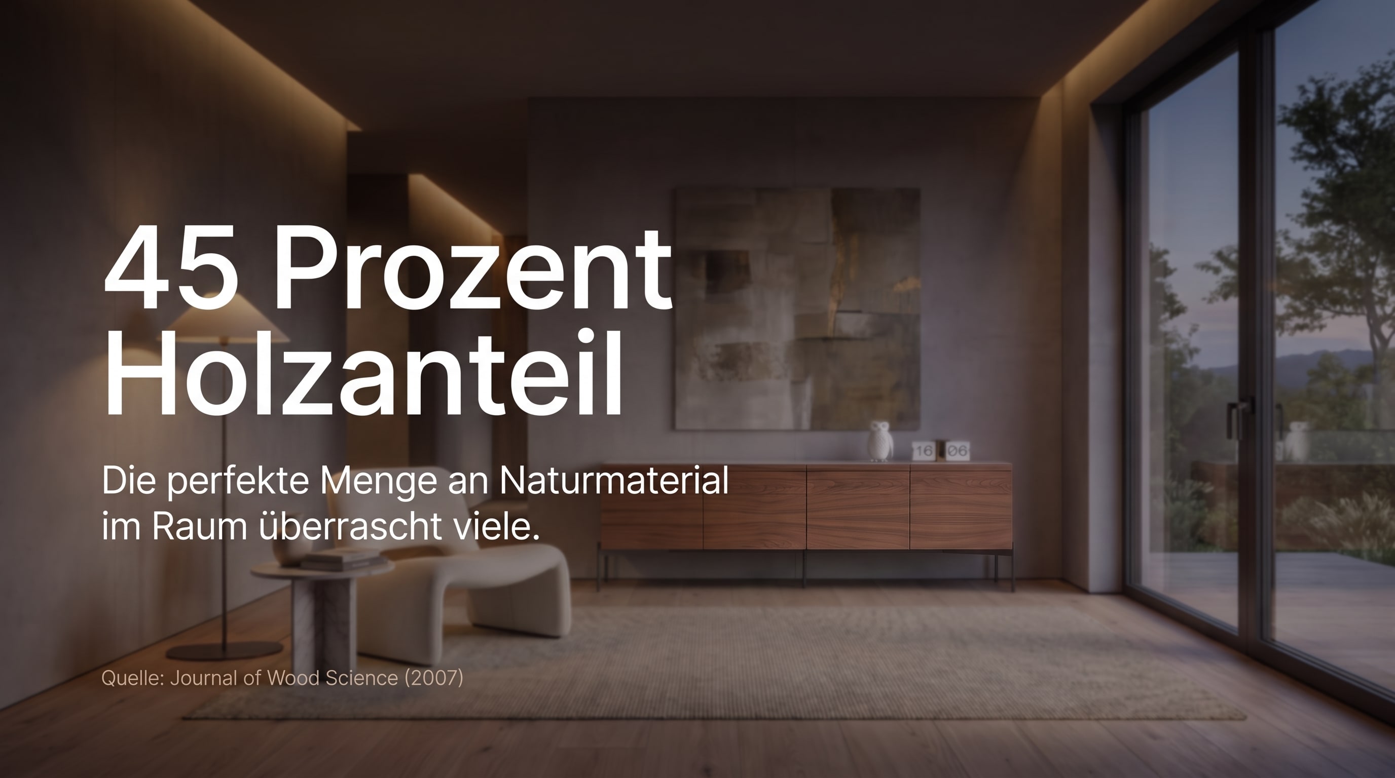 45 percent wood content &ndash; The perfect amount of natural material in a room surprises many.