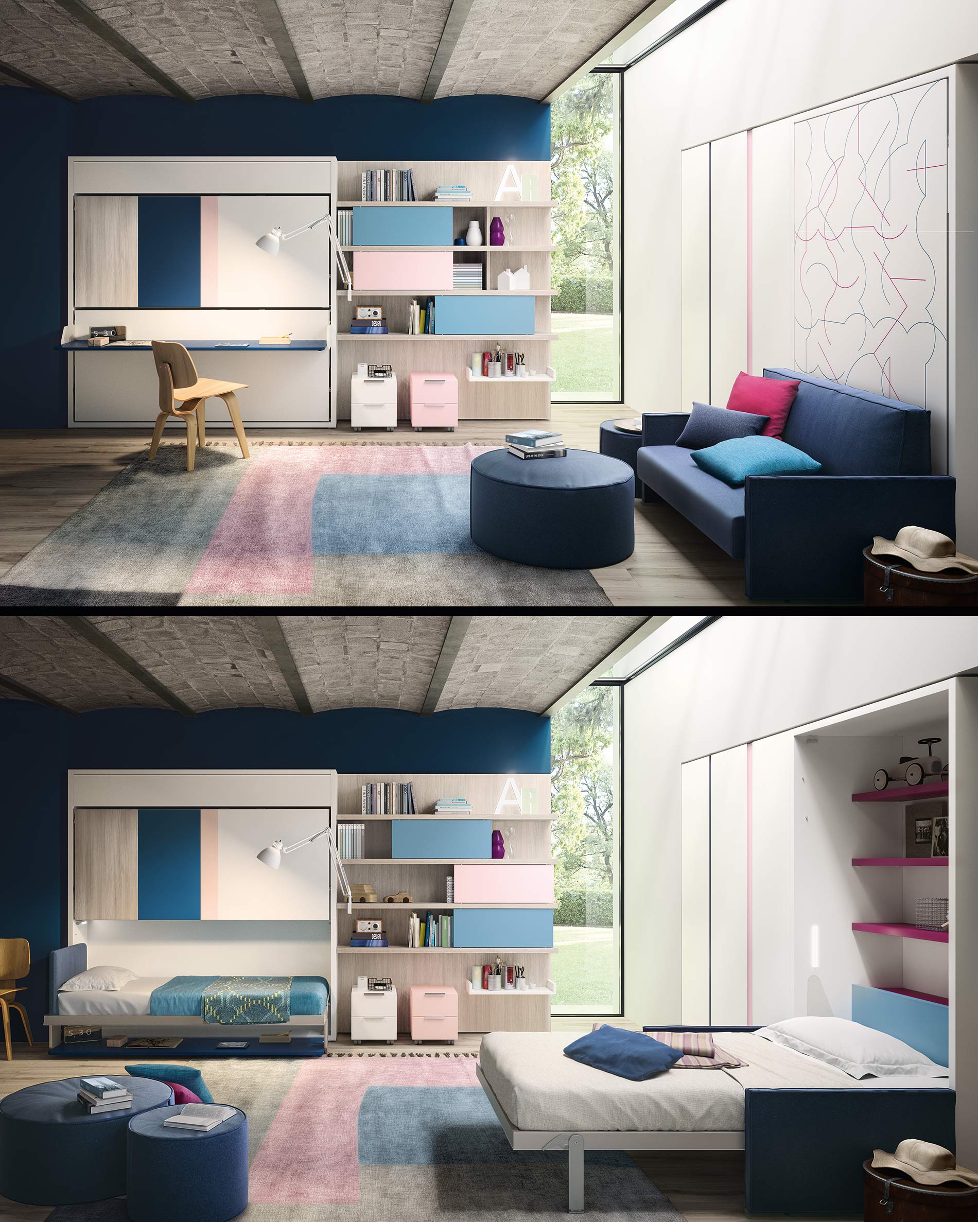 jugendzimmer klappbett schrank Clei Kali Duo Board Altea 120 BookSofa