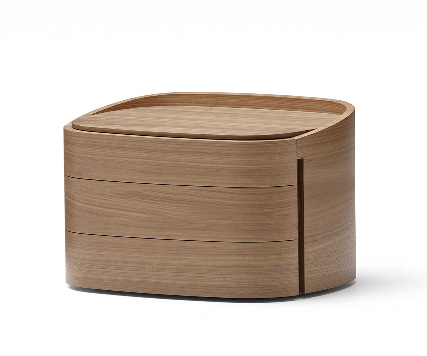 Round designer chest of drawers from Livitalia in walnut veneer Round designer chest of drawers from Livitalia in walnut veneer
