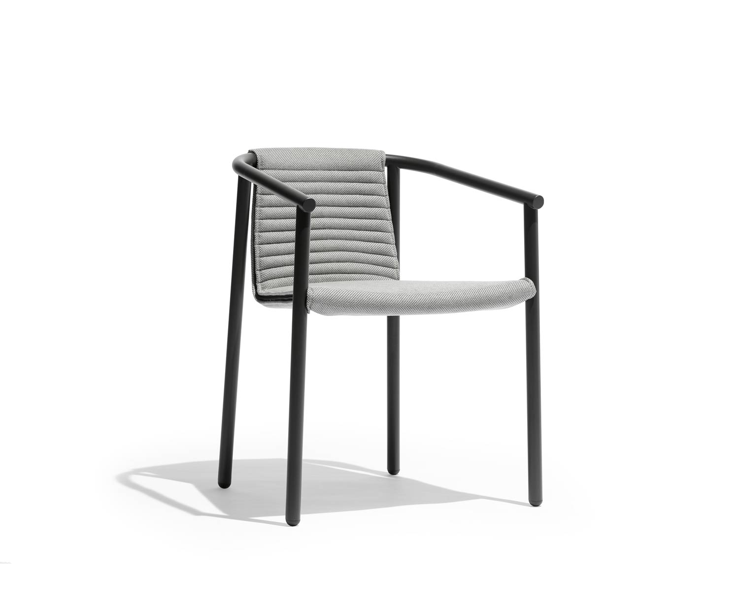Exklusiver Todus Duct Round Design Armlehnenstuhl mit Polsterauflage in Grau