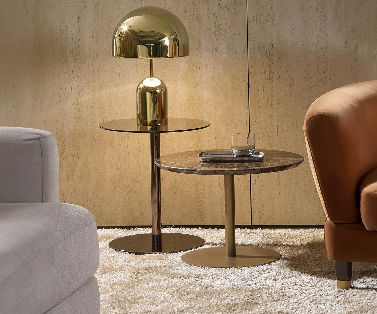 Exclusive Marelli Design side table Break glass table top bronze transparent Exclusive Marelli Design side table Break glass table top bronze transparent