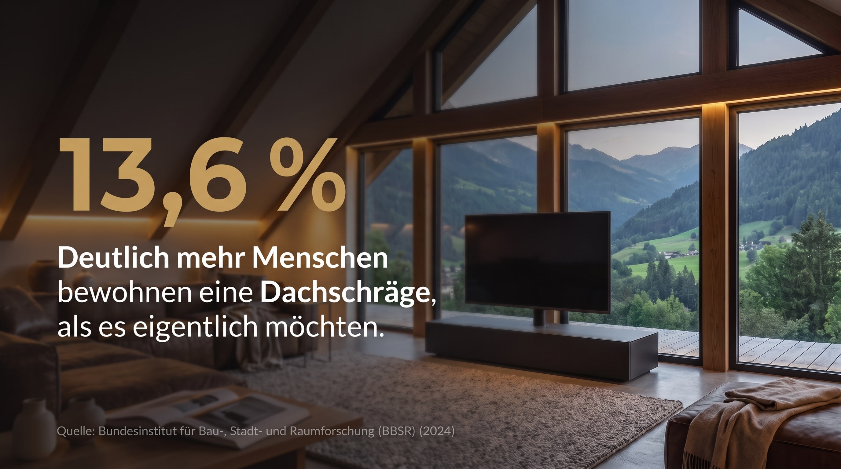 13,6 % &ndash; Aanzienlijk meer mensen wonen onder een schuin dak dan ze eigenlijk zouden willen.