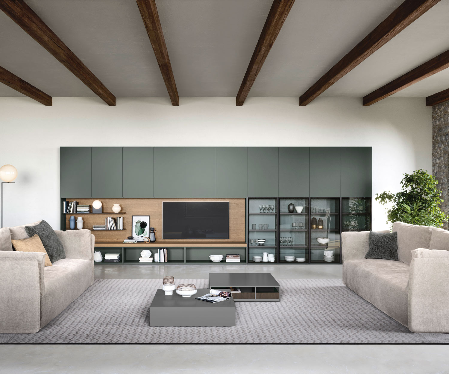 Dark grey rectangular designer coffee table from Novamobili in the living room