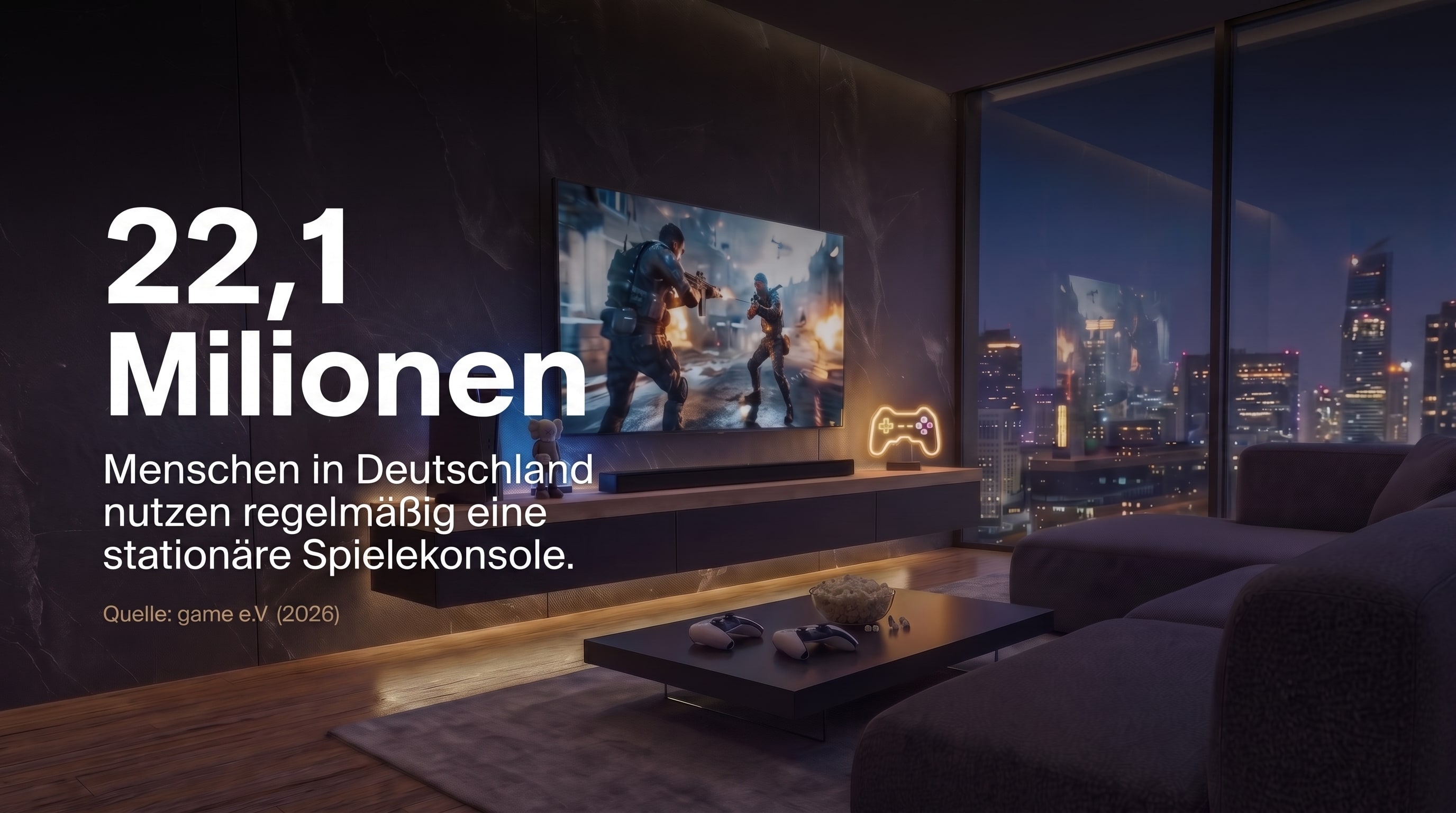22,1 Millionen – People in Germany regularly use a stationary game console.