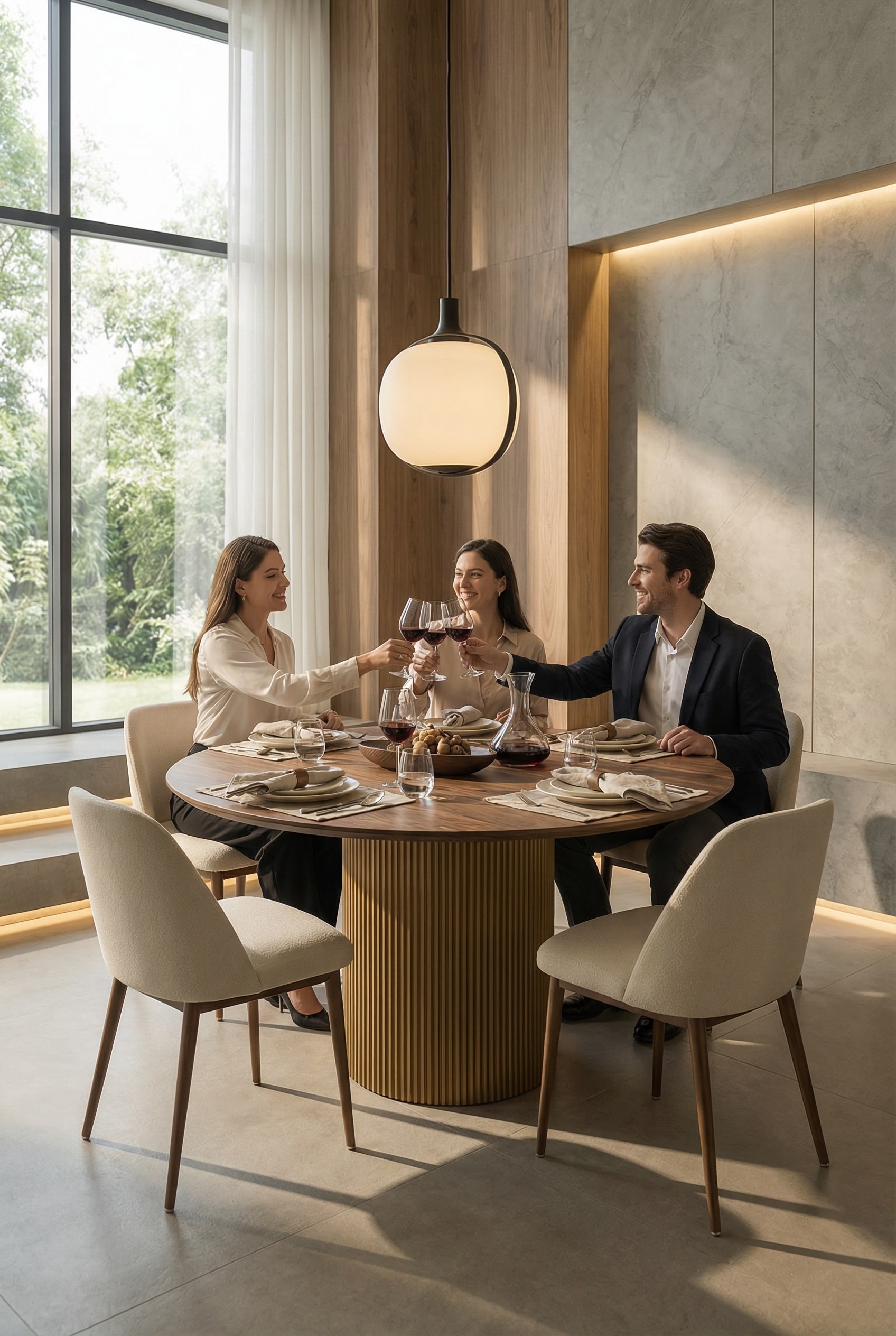 Round Dining Table al2 dakry br 001 with distinctive fluted pedestal Round Dining Table al2 dakry br 001 with distinctive fluted pedestal