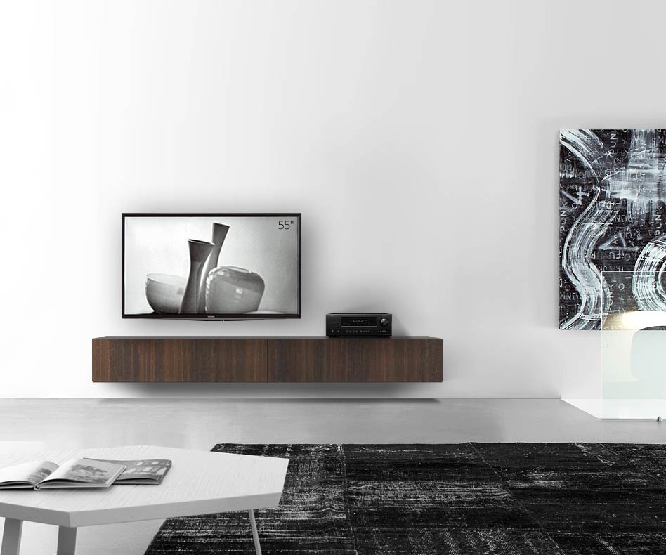 Livitalia Holz Design Lowboard Konfigurator Wand 240 cm 32 cm 46 cm Eiche braun