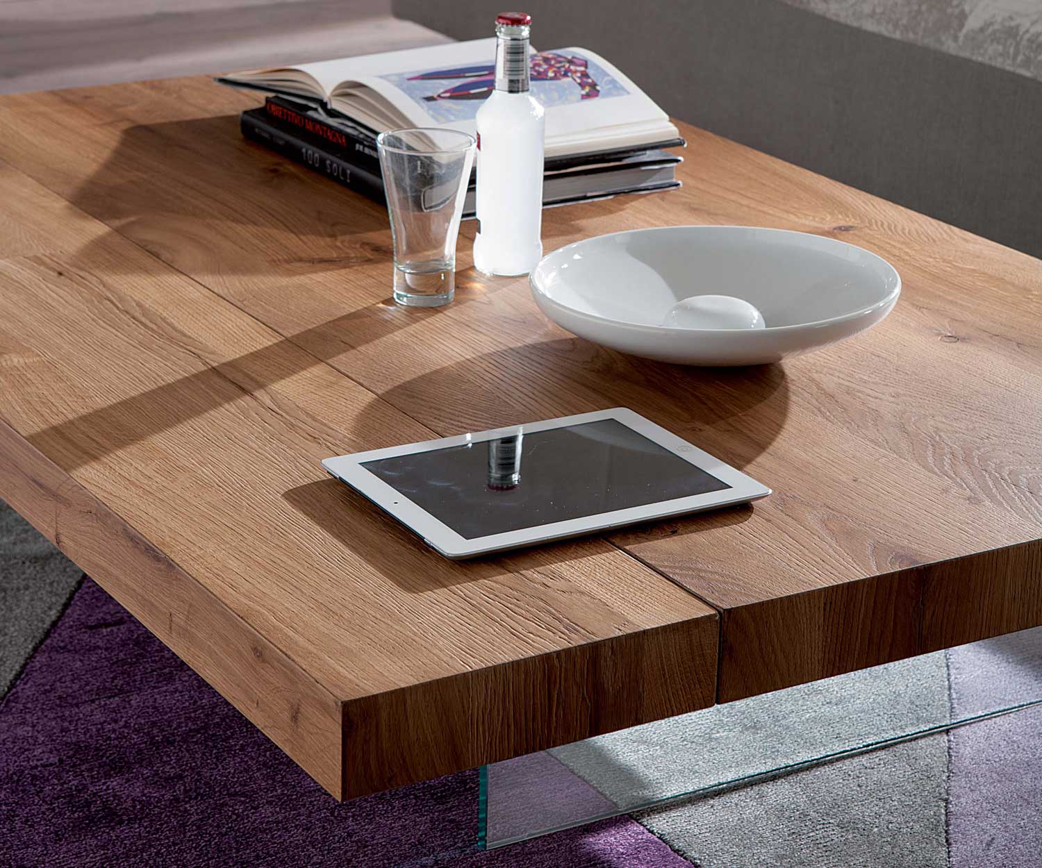 Ozzio Coffee table Markus T063 Solid table top in real wood veneer 