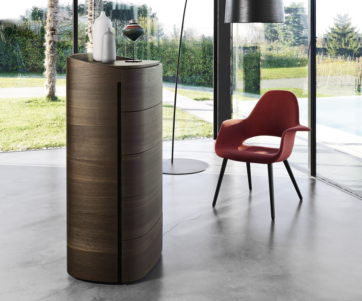 Exklusive Livitalia Design Hochkommode Round in Eiche Braun Exklusive Livitalia Design Hochkommode Round in Eiche Braun