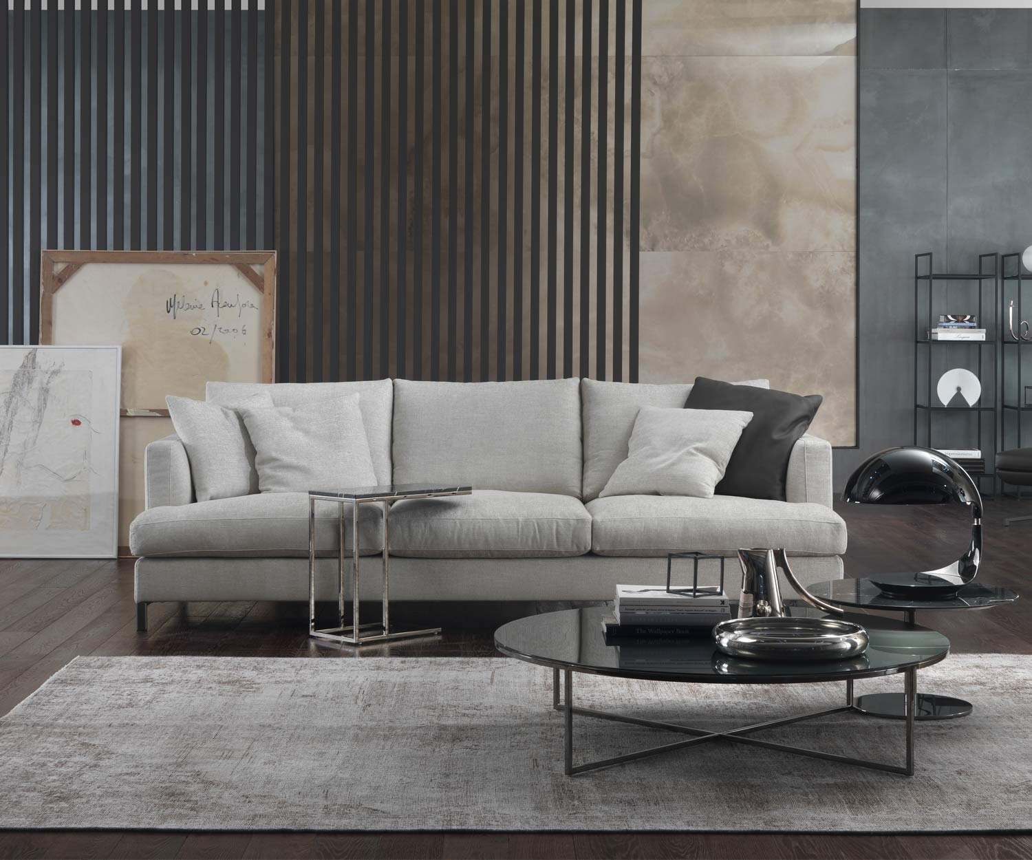 Exklusives Marelli Design Sofa Loft auf Chromfüßen Exklusives Marelli Design Sofa Loft auf Chromfüßen