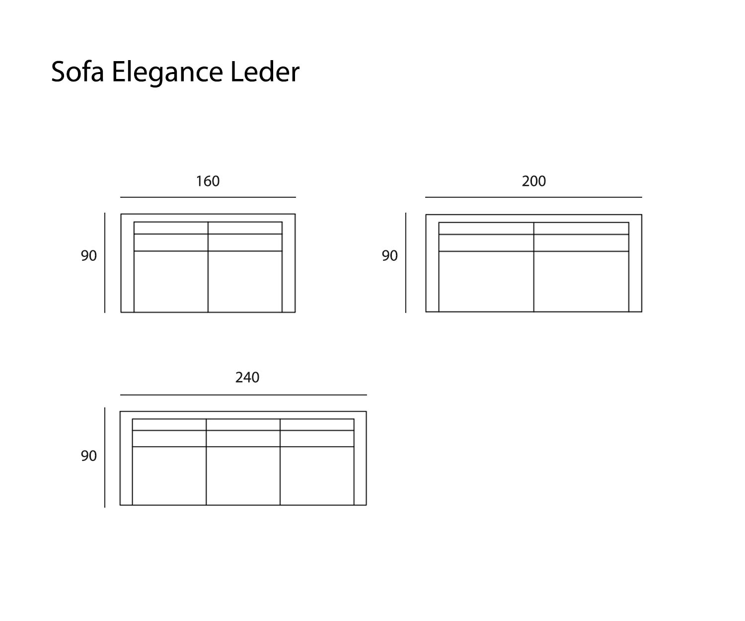 Prostoria Leder Design Sofa Elegance Skizze Maße Größen