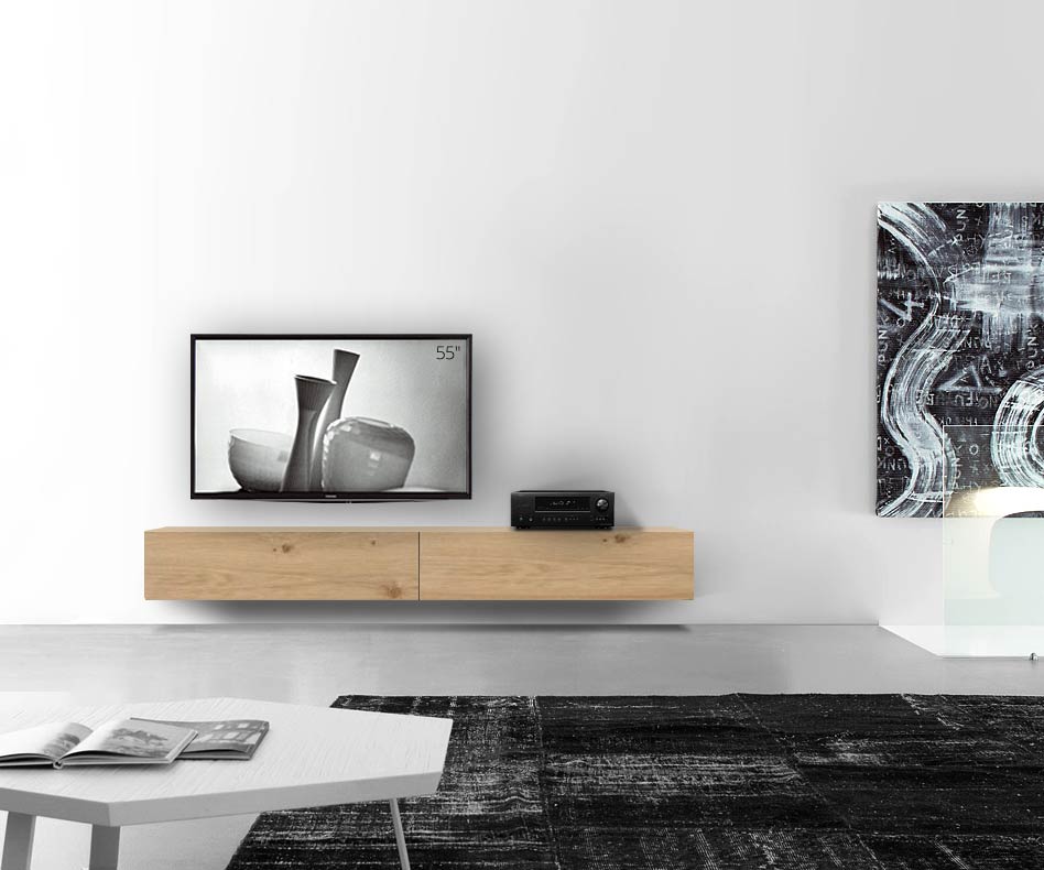 Livitalia Wooden design lowboard configurator wall 240 cm 32 cm 46 cm light oak Livitalia Wooden design lowboard configurator wall 240 cm 32 cm 46 cm light oak