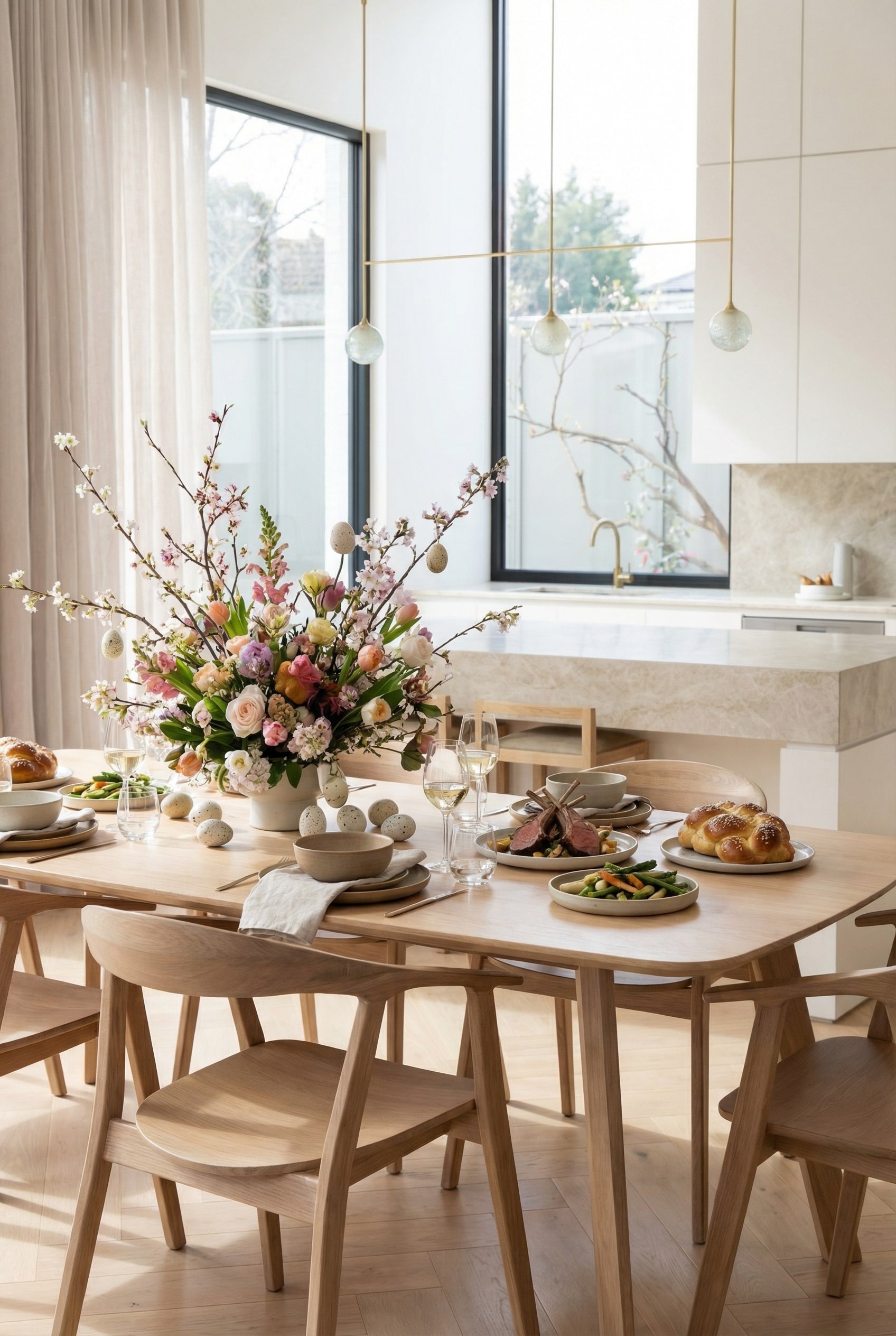 Prostoria Eettafel Rhomb van licht massief hout met elegant afgeschuinde randen