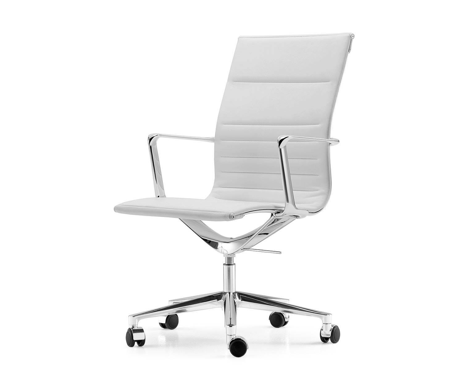ICF Una Chair Managment Bürostuhl Design Drehstuhl 5 Arm mit Rollen H58 cm mit Leder Leder Weiß 915