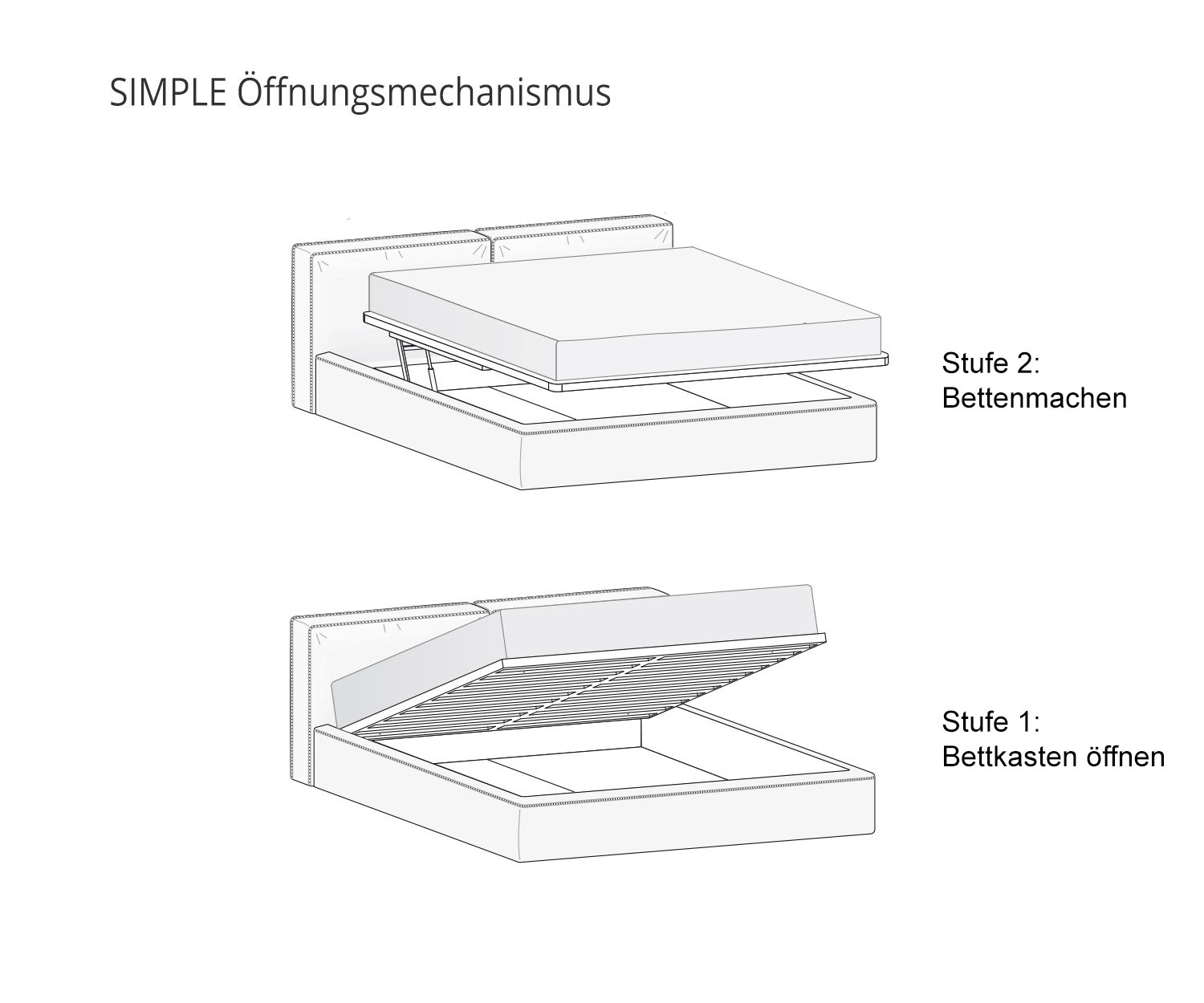 Novamobili Modo designer bed SIMPLE opening mechanism