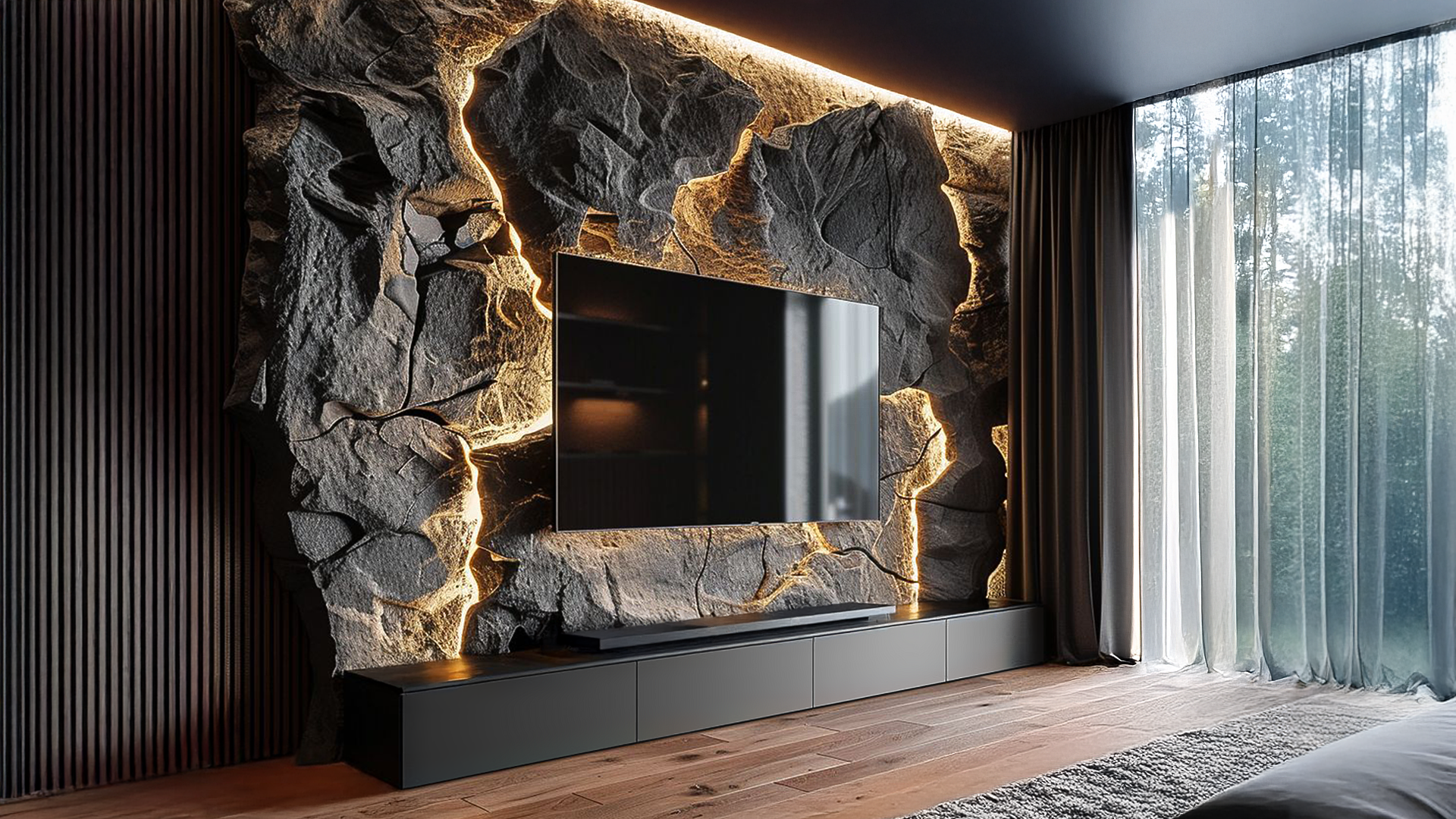 DIY Stone Wall in the Living Room - Step-by-Step Guide DIY Stone Wall in the Living Room - Step-by-Step Guide