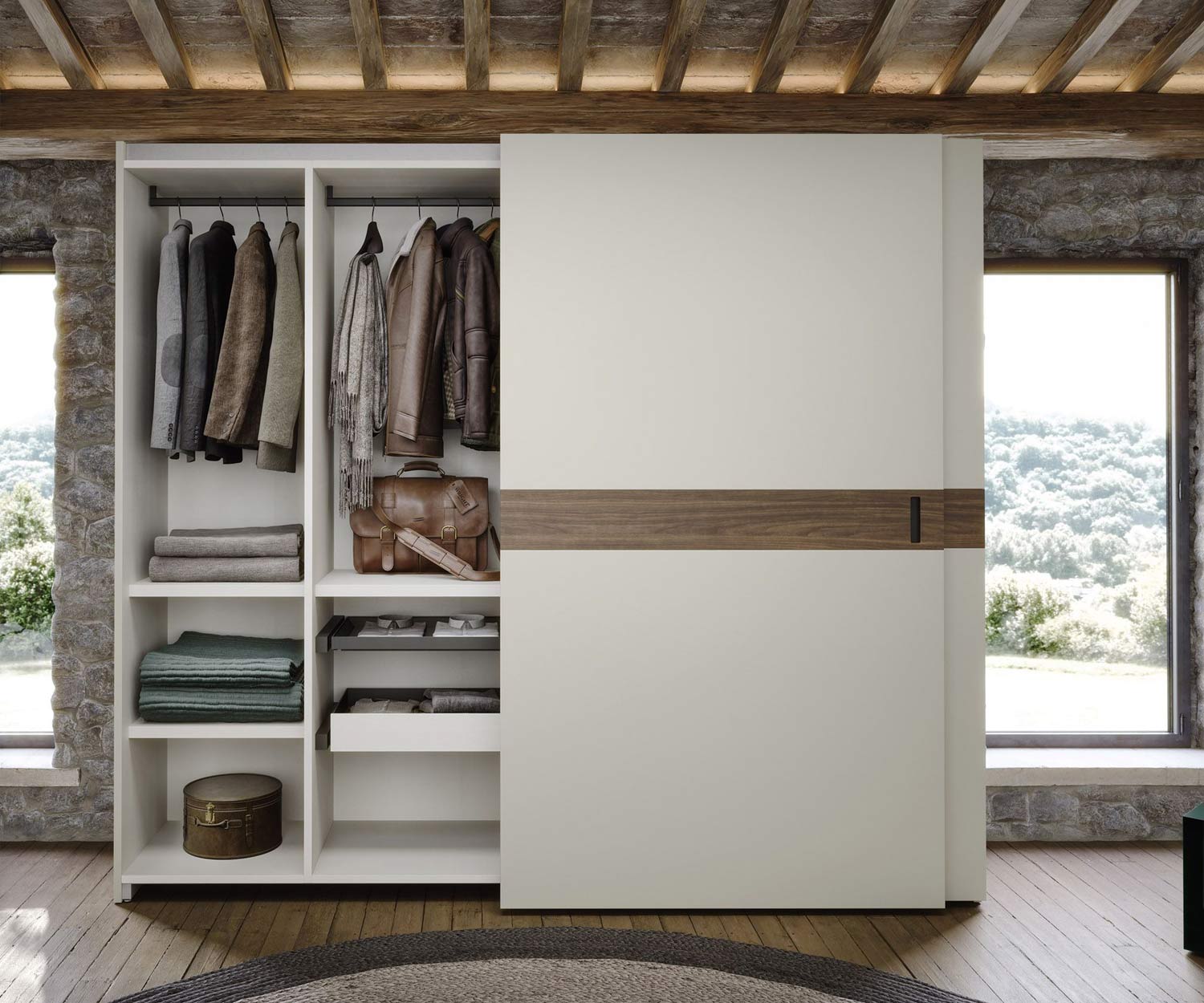 Novamobili Design Kleiderschrank Class Schiebetüren Weiß