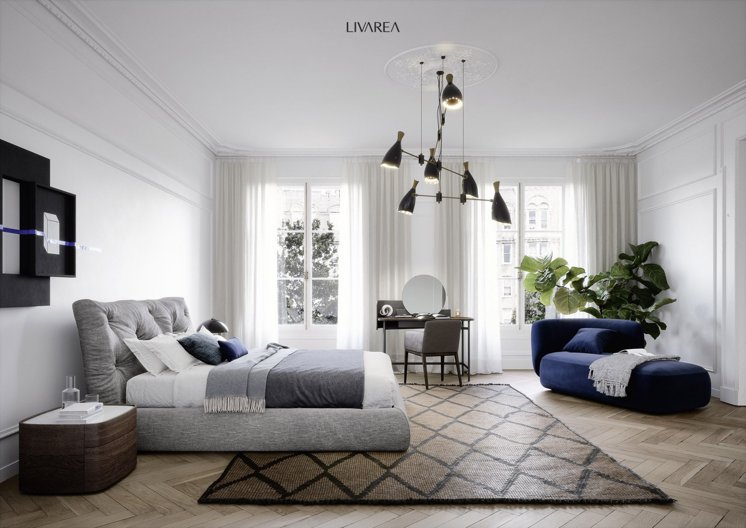 Light-coloured designer living room wall unit small armchair wall unit lowboard with folding doors shelf upholstered armchair side table Light-coloured designer living room wall unit small armchair wall unit lowboard with folding doors shelf upholstered armchair side table