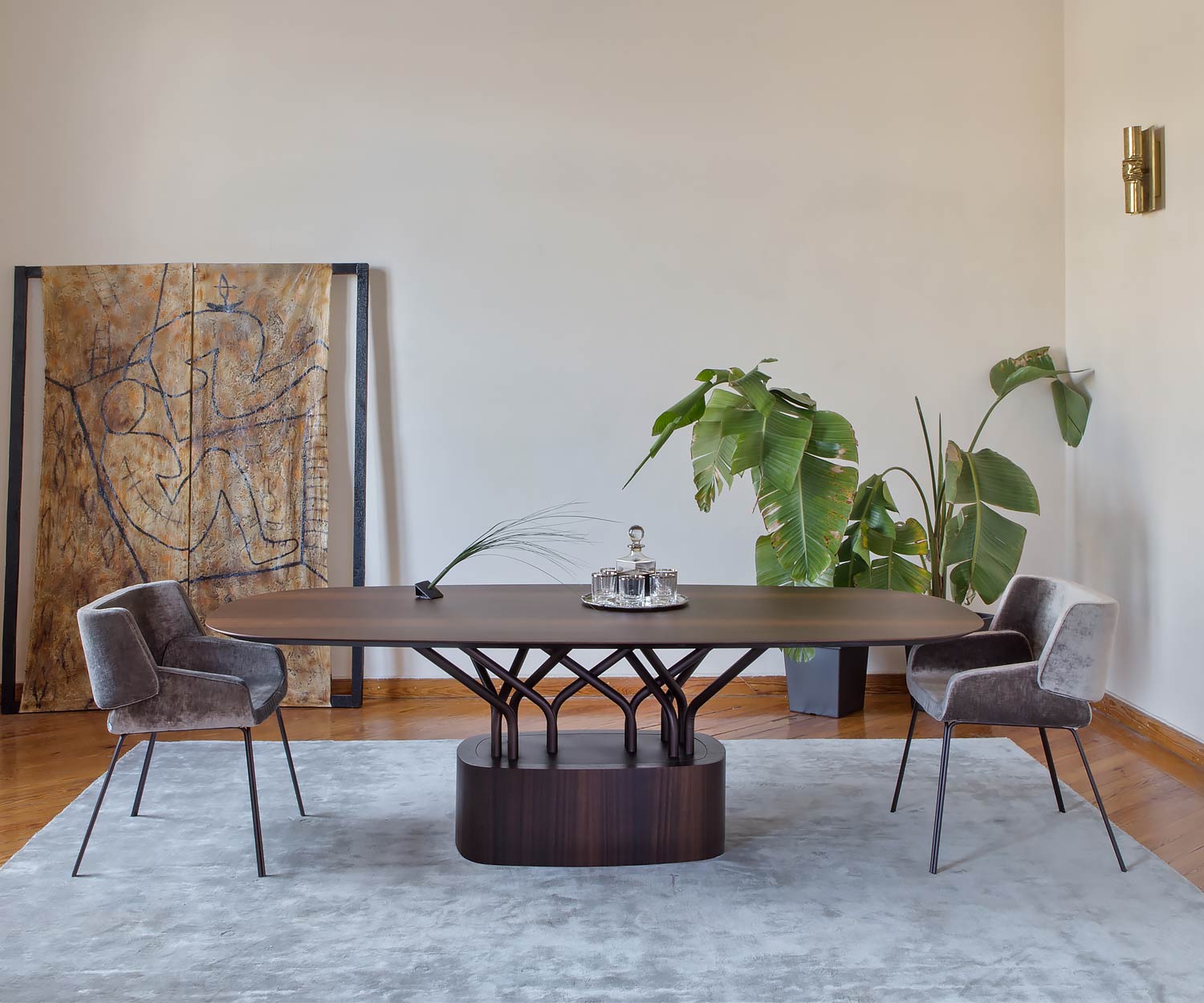 Exklusiver Design Esstisch al2 wood oo Ansicht Esszimmer mit Nussbaum Furnier veredelt Exklusiver Design Esstisch al2 wood oo Ansicht Esszimmer mit Nussbaum Furnier veredelt